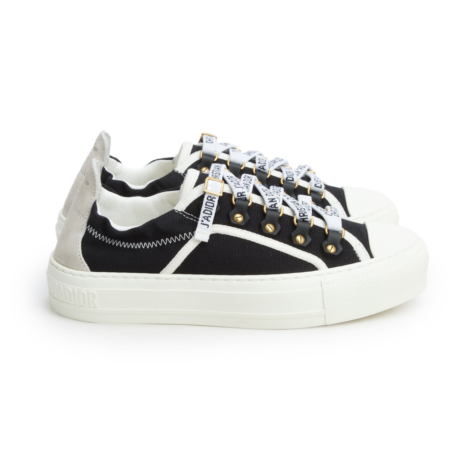 Christian Dior 2021 Black Canvas & Suede Walk'N'Dior Sneakers, Women's Size 34 w/ Box
