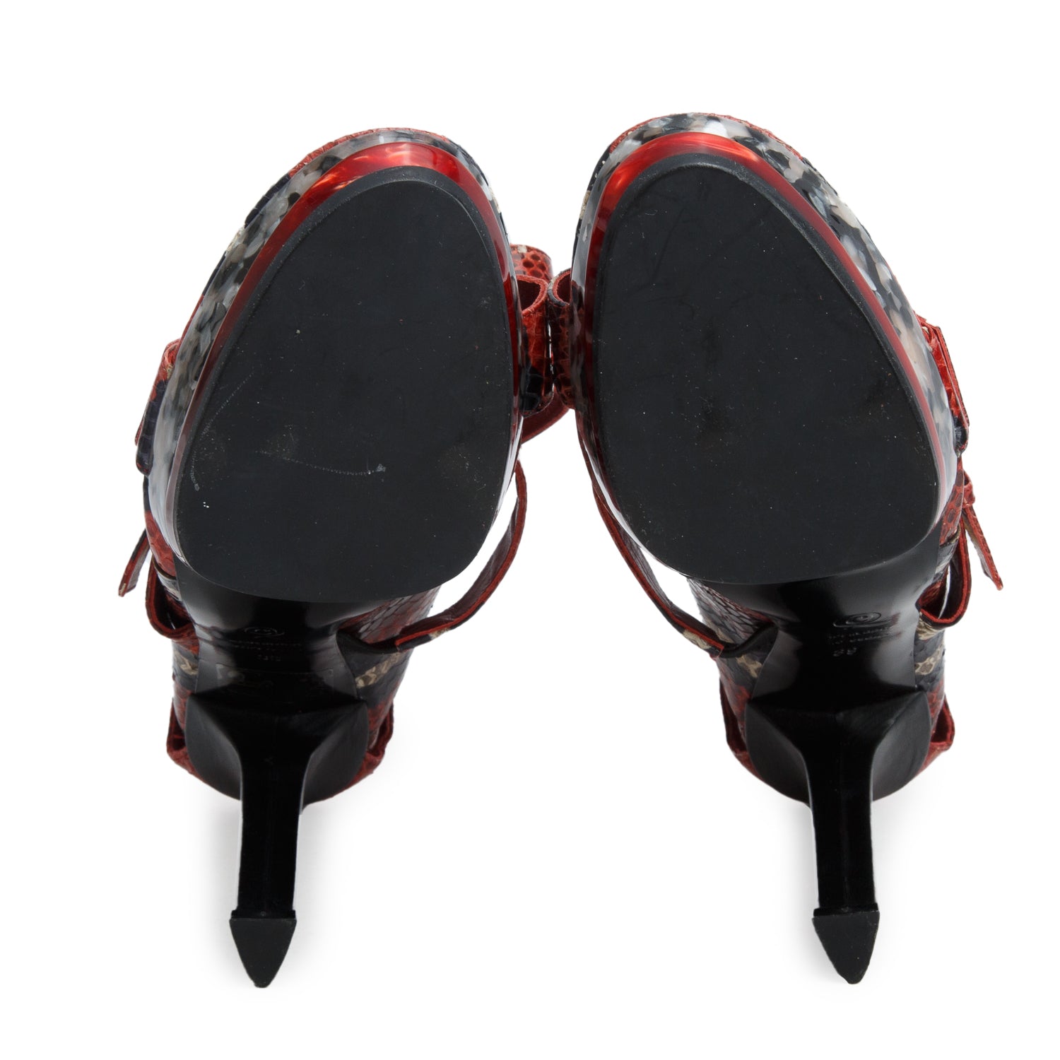 Alexander Mqueen Multicolor Plexiglass & Python Maya Sandals, Women's Size 39