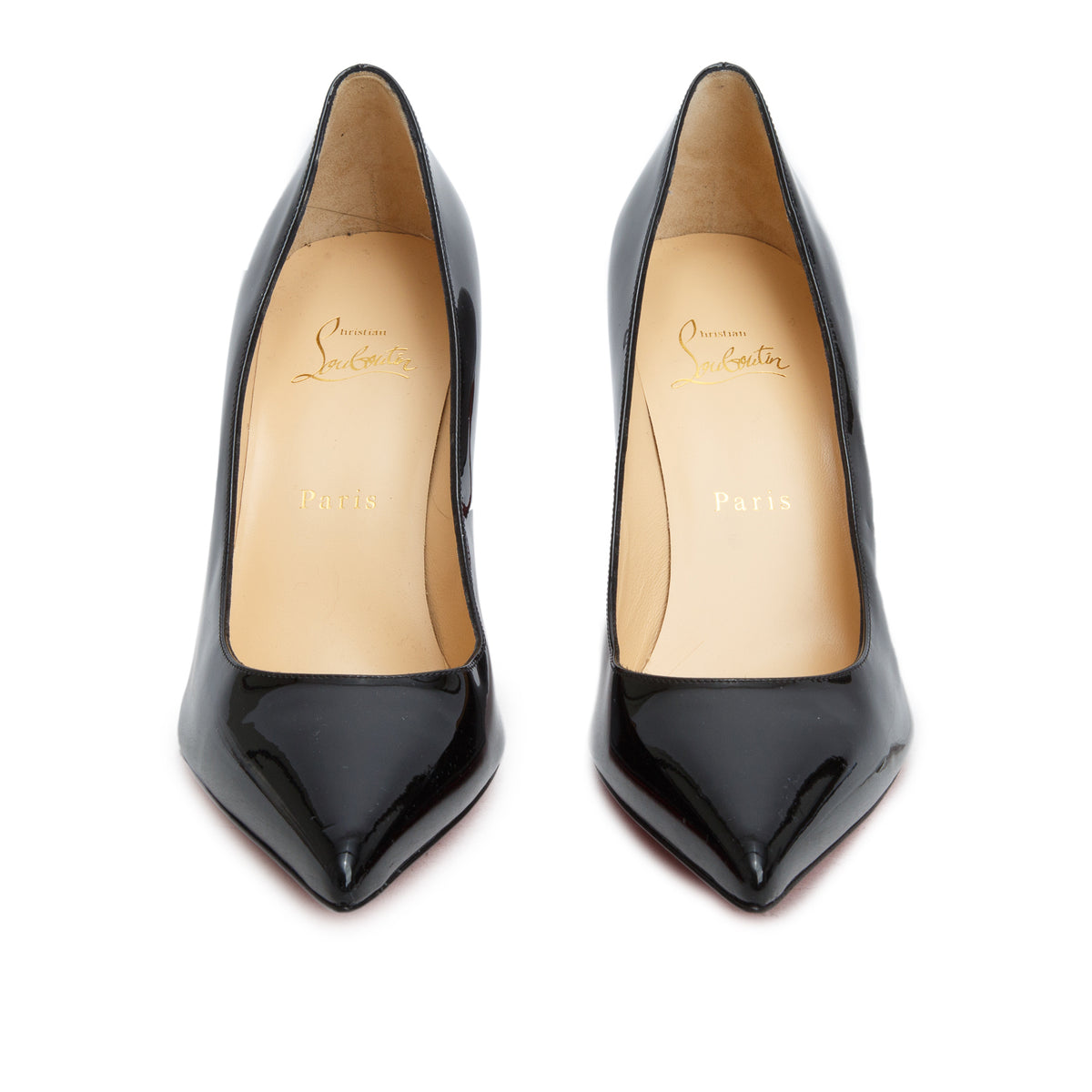 Christian Louboutin Black Patent Leather Kate 85 Pumps, Size 39