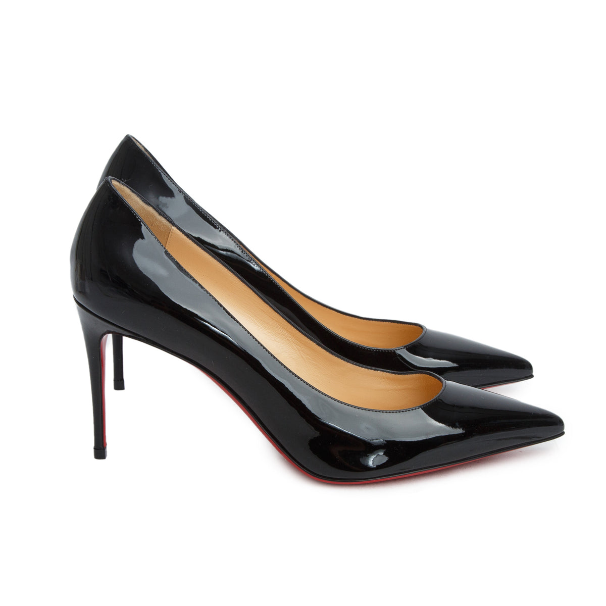 Christian Louboutin Black Patent Leather Kate 85 Pumps, Size 39