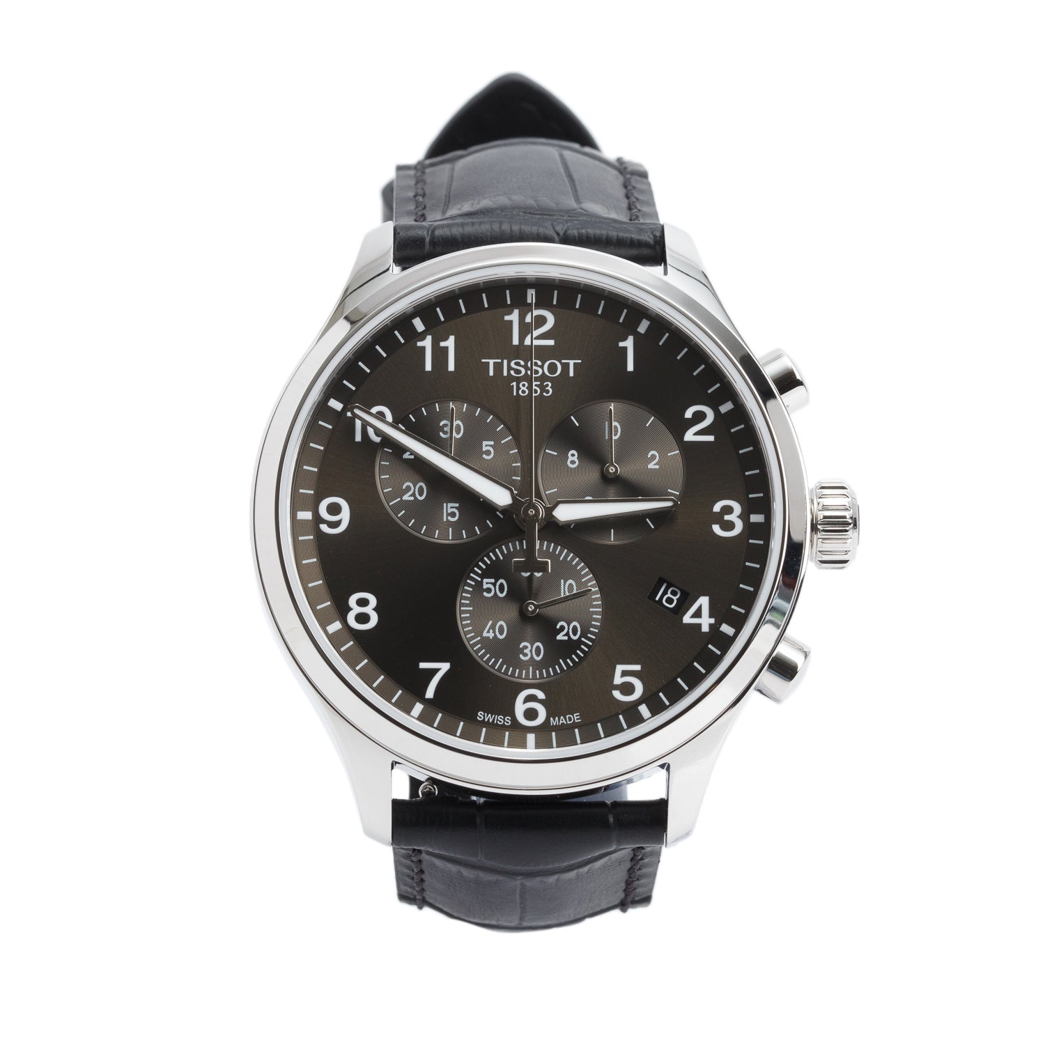 Tissot Stainless Steel Chrono XL Classic Chronograph 45 MM Quartz Watch Black Dial w/ Box & Extra Strap
