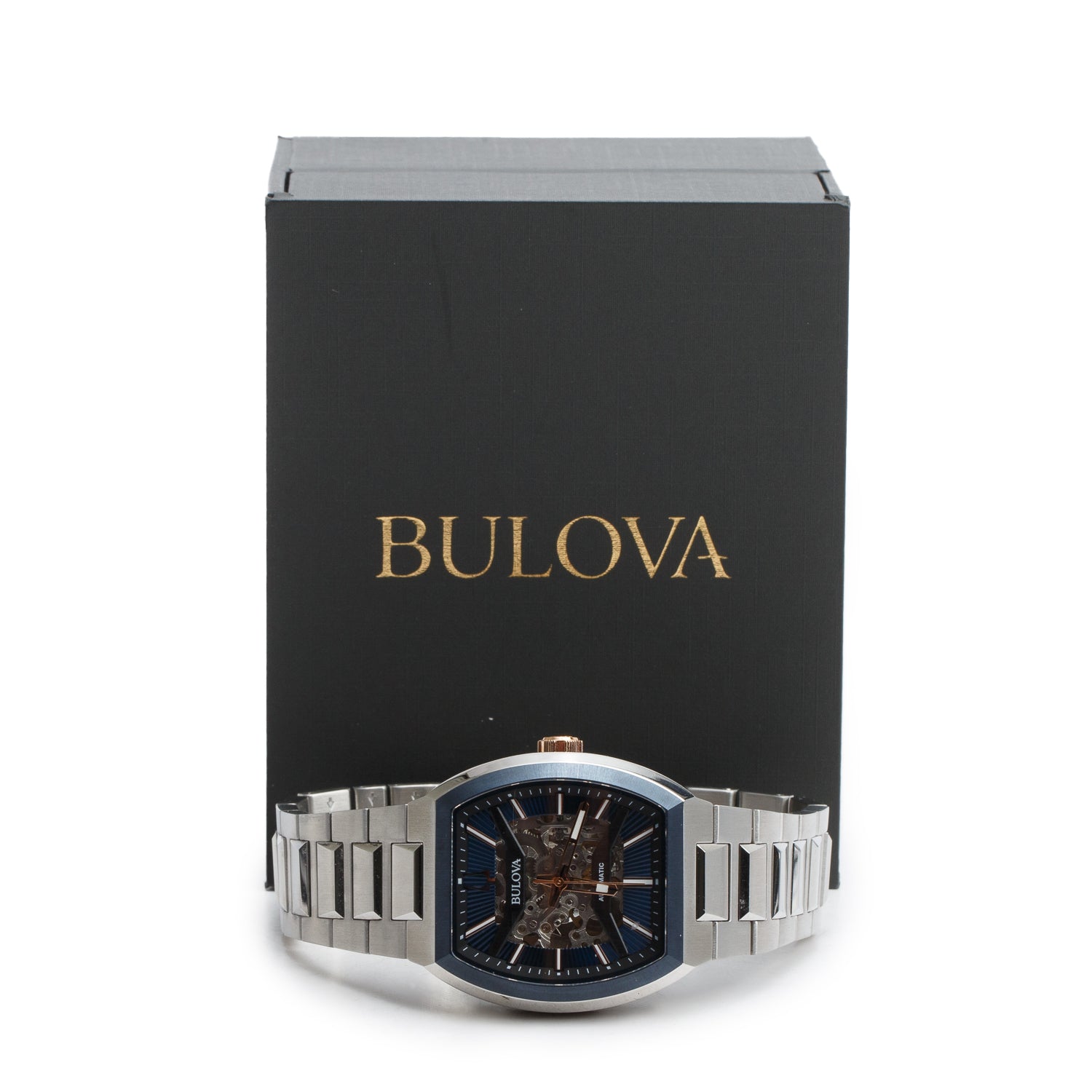 Bulova Stainless Steel Maquina 40MM Automatic Watch Silver Dial w/ Box