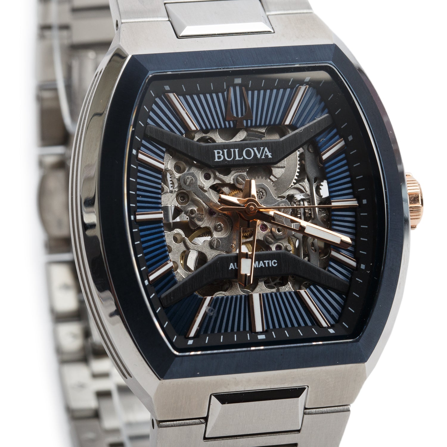 Bulova Stainless Steel Maquina 40MM Automatic Watch Silver Dial w/ Box