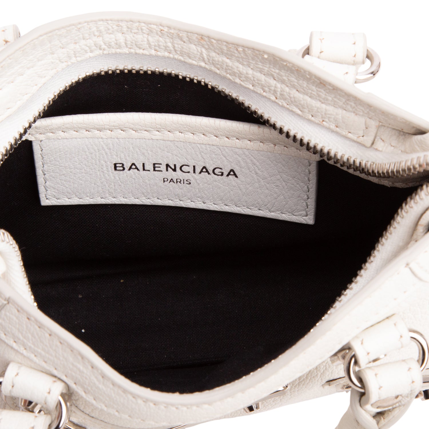Balenciaga White Arena Lambskin Neo Classic Hardware Nano City Crossbody w/ Box, Receipt & Strap