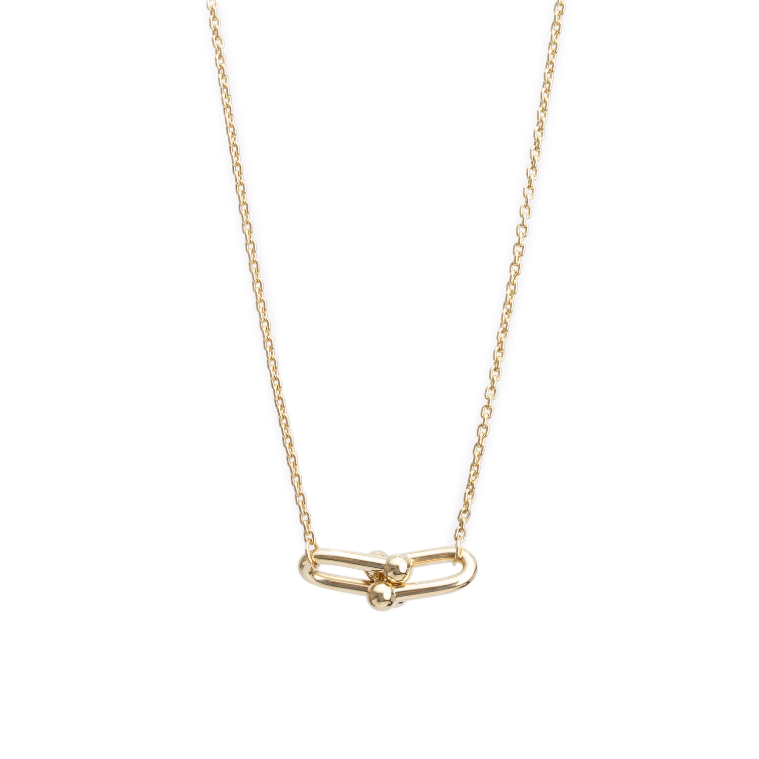 Tiffany & Co. 18k Yellow Gold HardWear Small Double Link Pendant Necklace w/ Box