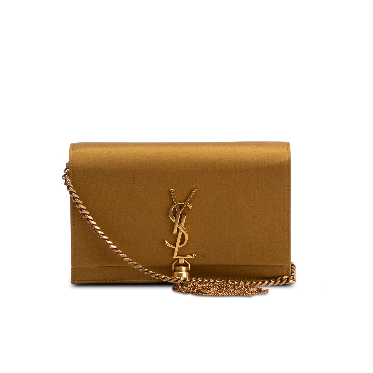 Saint Laurent 2023 Green Satin Small Kate Tassel Bag w/ Box