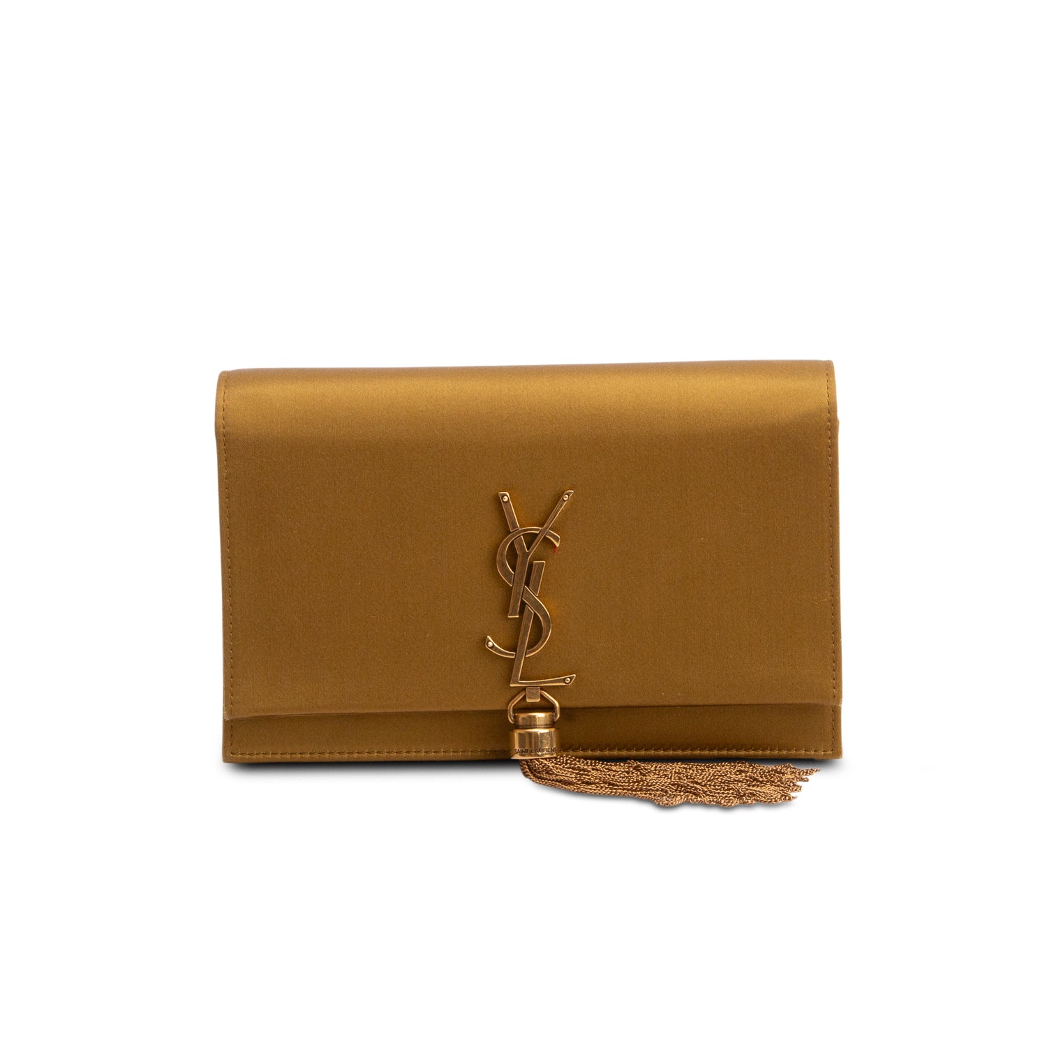 Saint Laurent 2023 Green Satin Small Kate Tassel Bag w/ Box