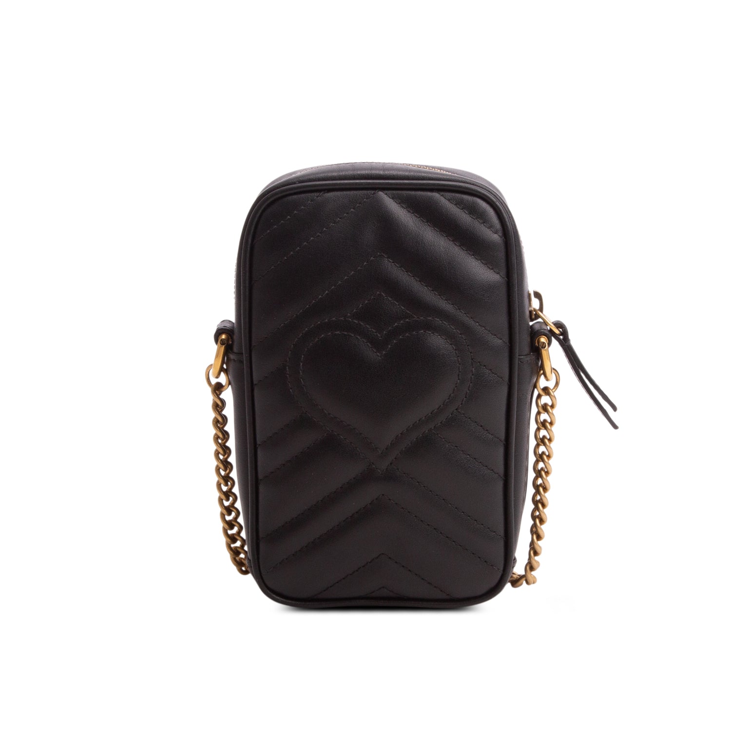 Gucci Black Calfskin Matelasse Mini GG Marmont Crossbody Bag