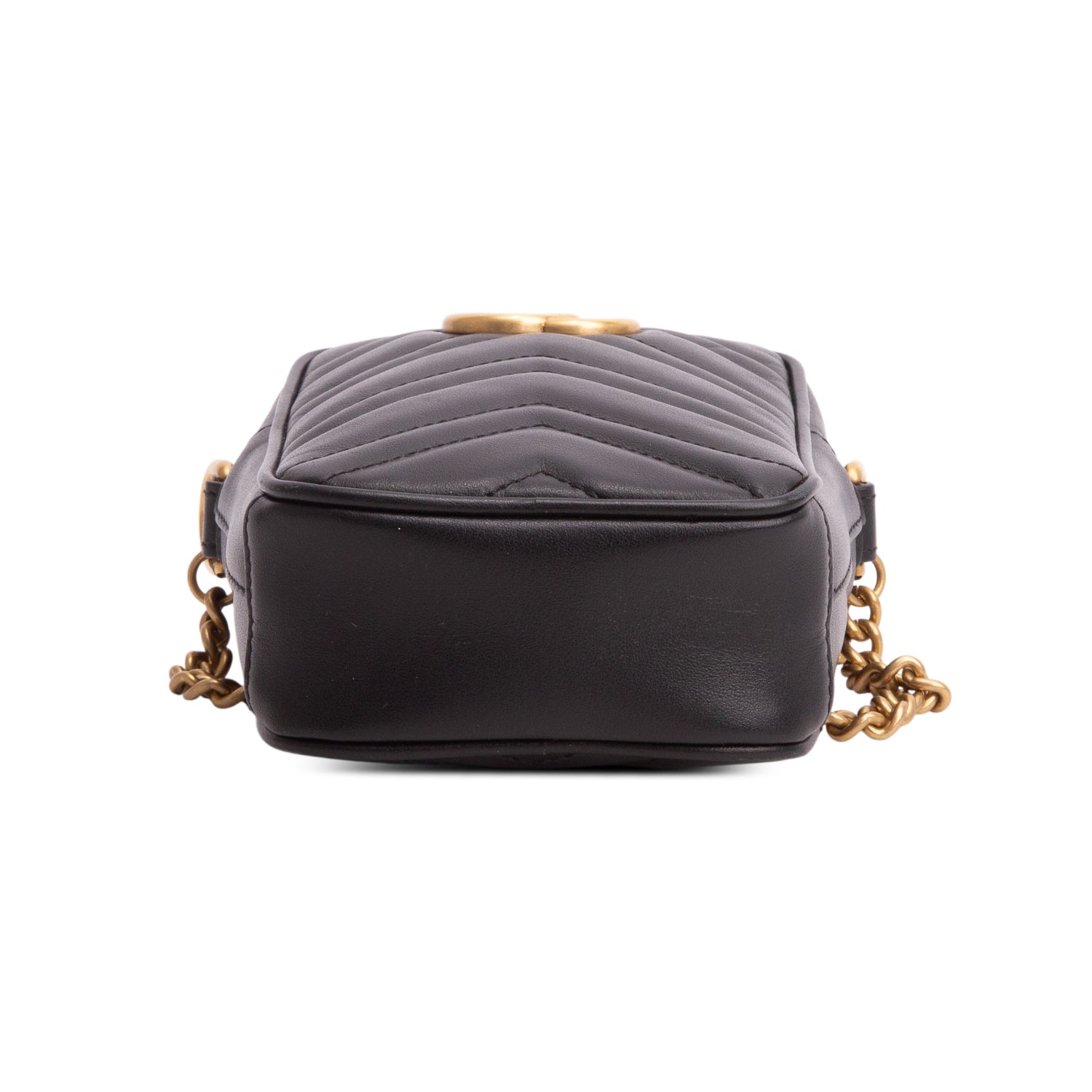 Gucci Black Calfskin Matelasse Mini GG Marmont Crossbody Bag