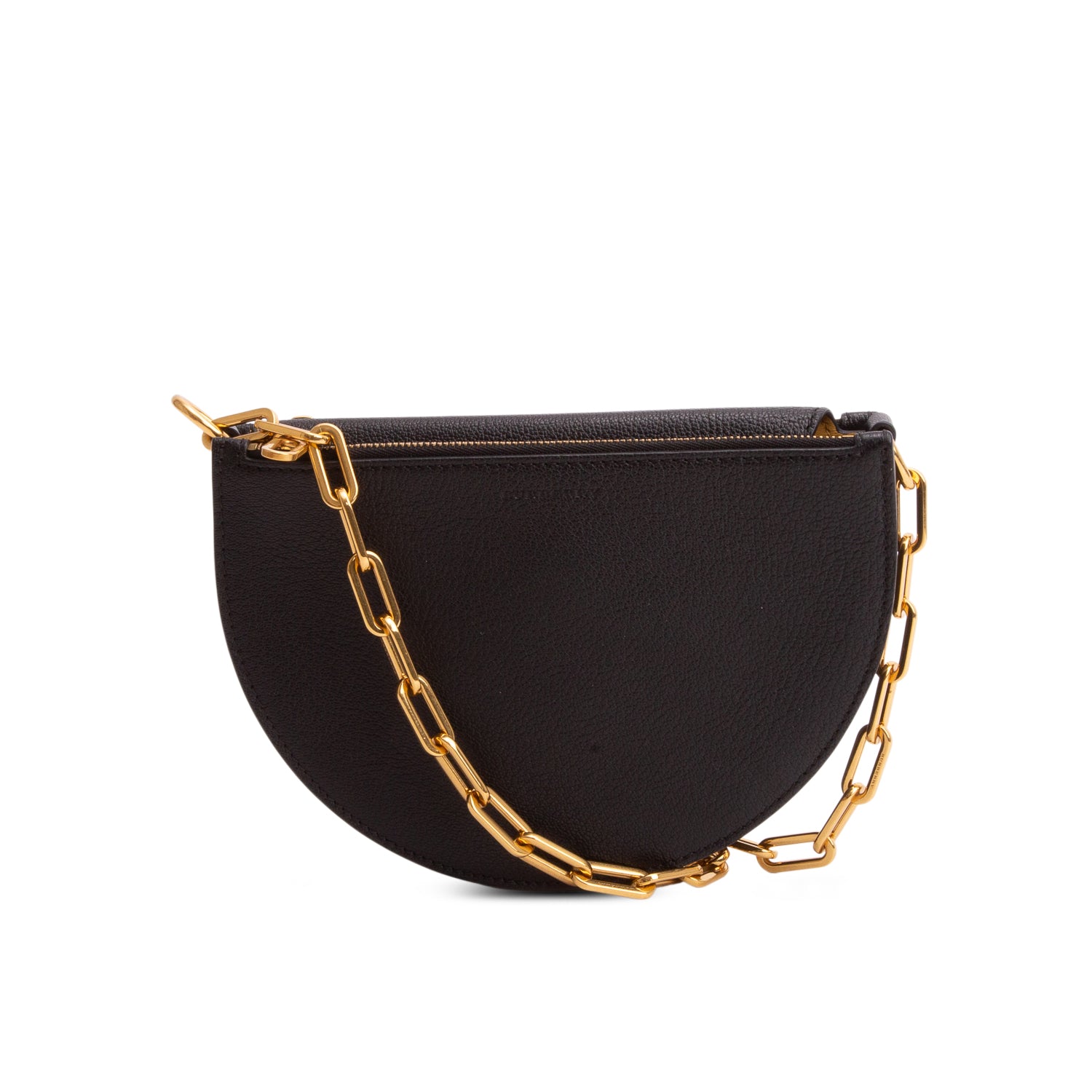Burberry Black Grained Leather Half Moon Chain Bag