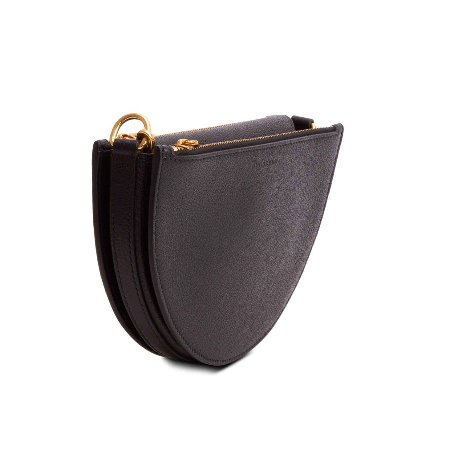 Burberry Black Grained Leather Half Moon Chain Bag