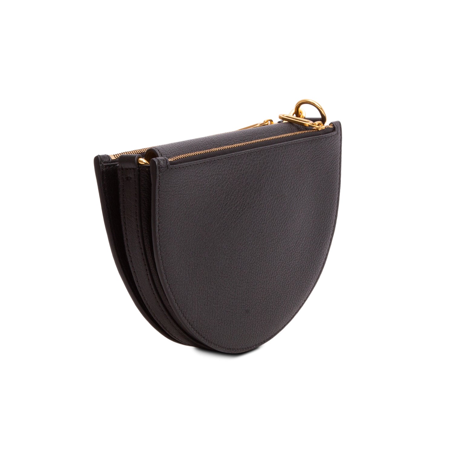 Burberry Black Grained Leather Half Moon Chain Bag