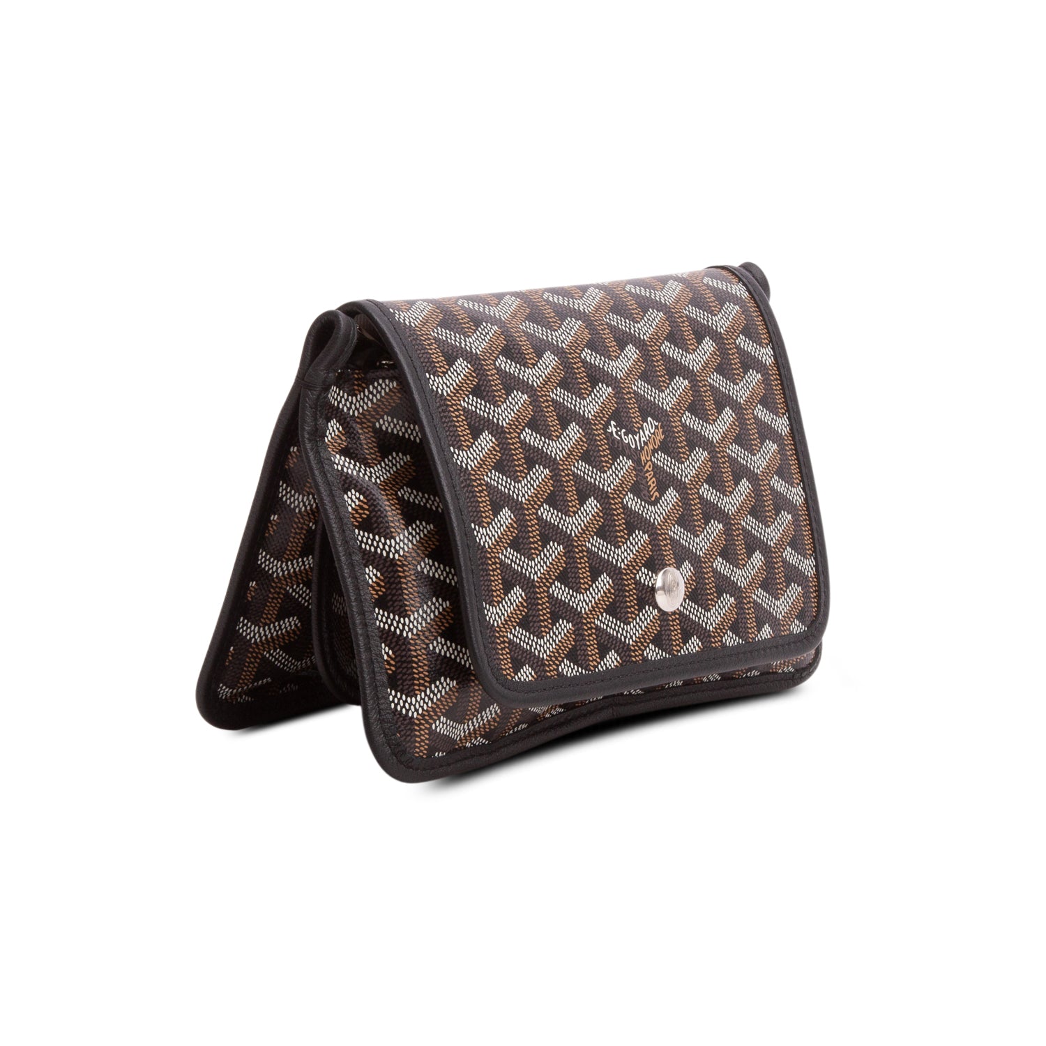 Goyard 2025 Black Goyardine Plumet Wallet Clutch w/ Strap