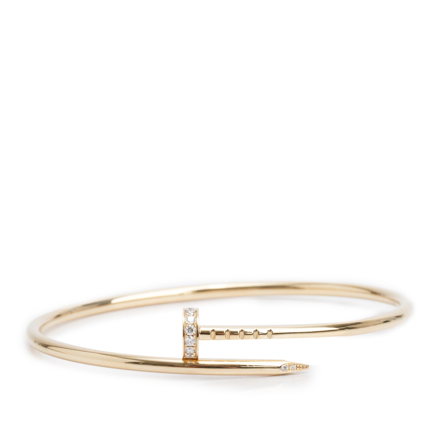Cartier 18k Yellow Gold Juste Un Clou Diamond Bracelet, Small Model, Size 16 w/ Box & Paper