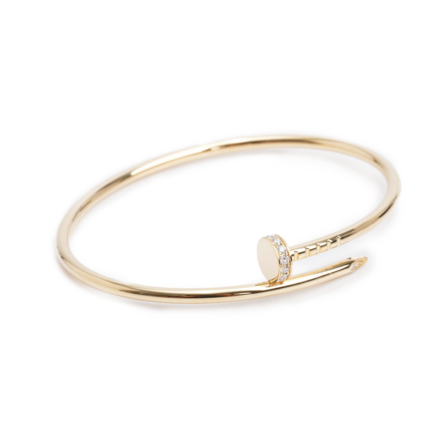 Cartier 18k Yellow Gold Juste Un Clou Diamond Bracelet, Small Model, Size 16 w/ Box & Paper
