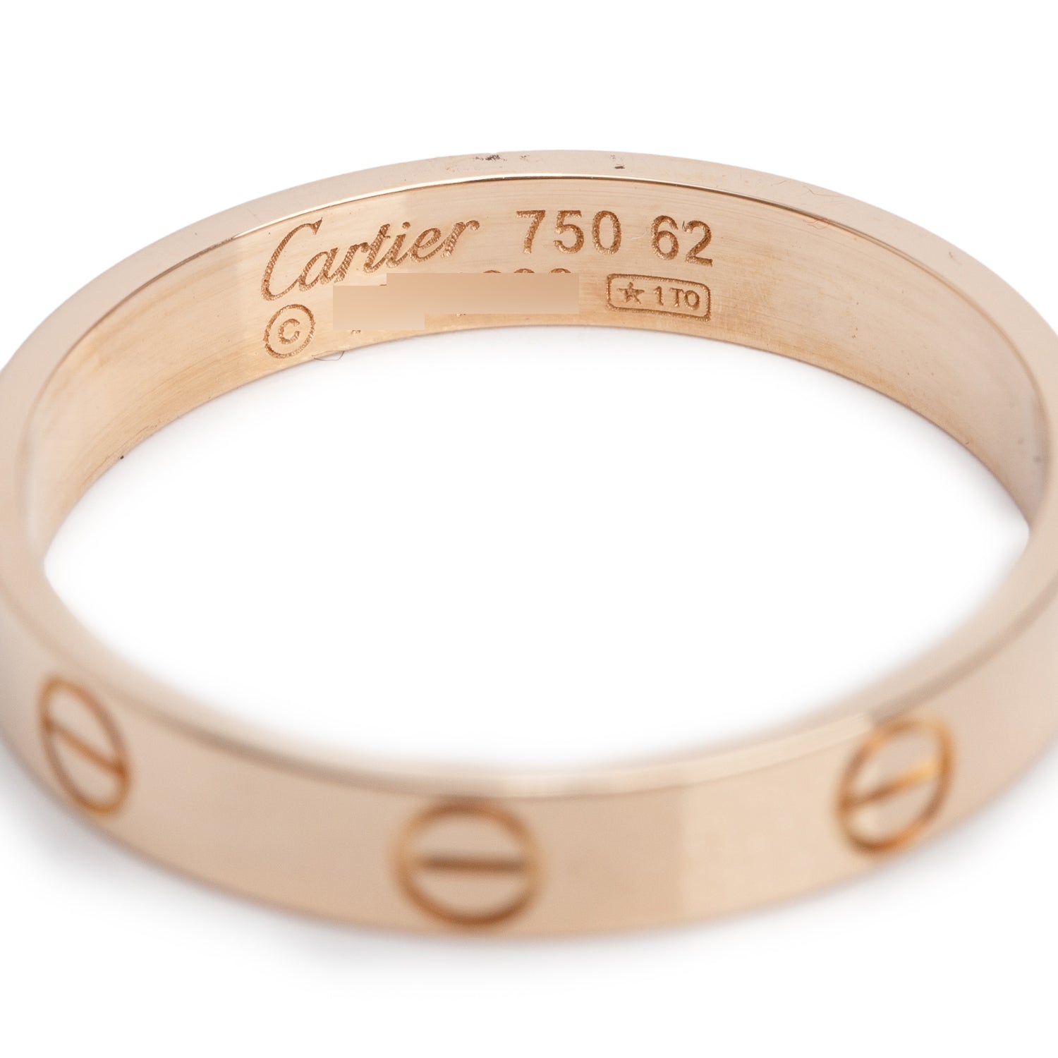 Cartier 18k Rose Gold 3.6 mm Love Wedding Band Ring, Size 62 10 w/ Box