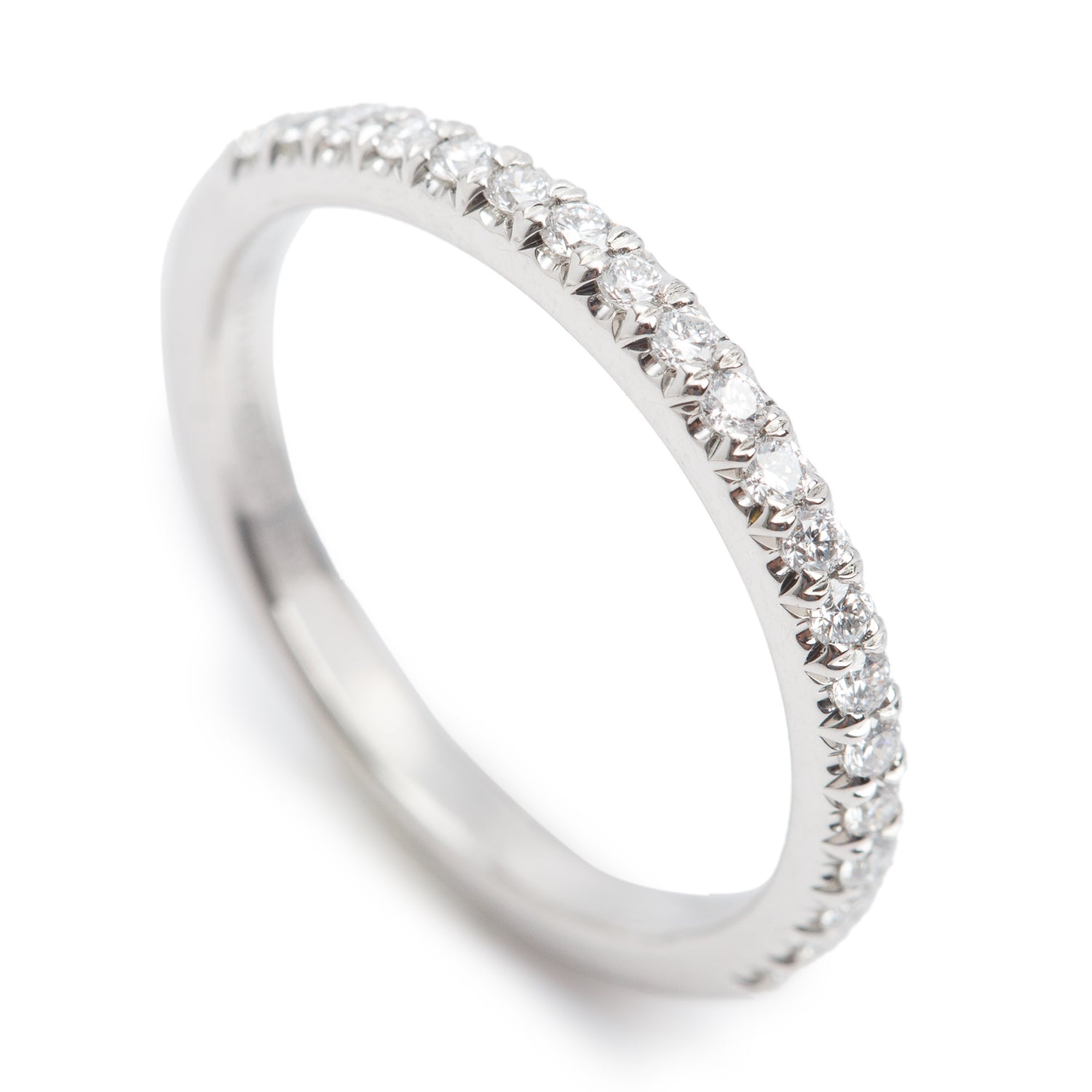 Tiffany & Co. Platinum Soleste Half Eternity Diamond Band Ring, Size 4 w/ Box