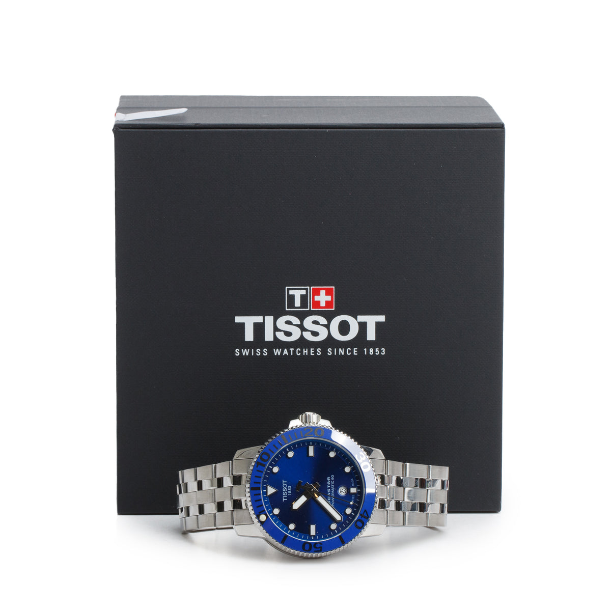 Tissot Stainless Steel Seastar 1000 Powermatic 80 43 MM Automatic Watch Blue Dial w/ Box & Papers