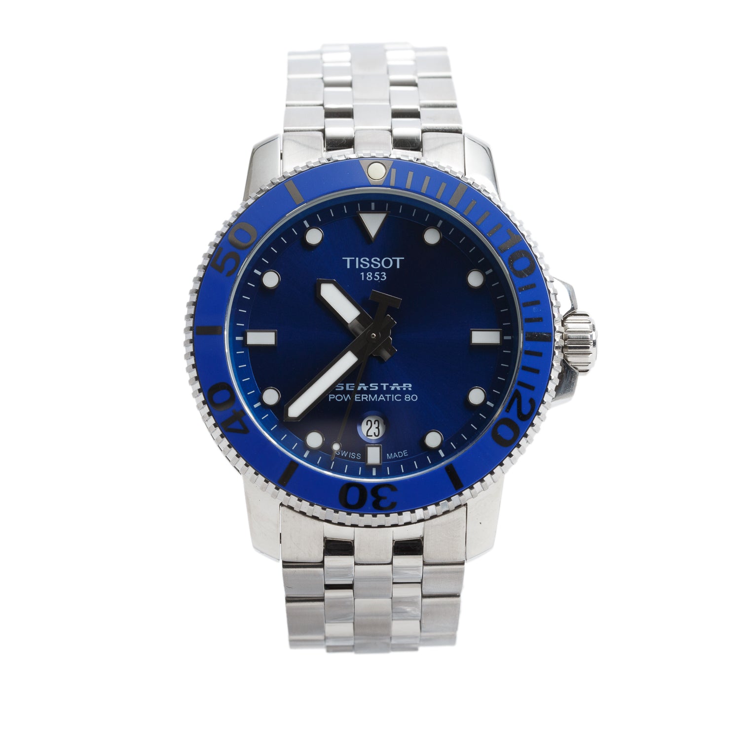 Tissot Stainless Steel Seastar 1000 45.5 MM Chronograph Quartz Watch Blue Dial w/ Box