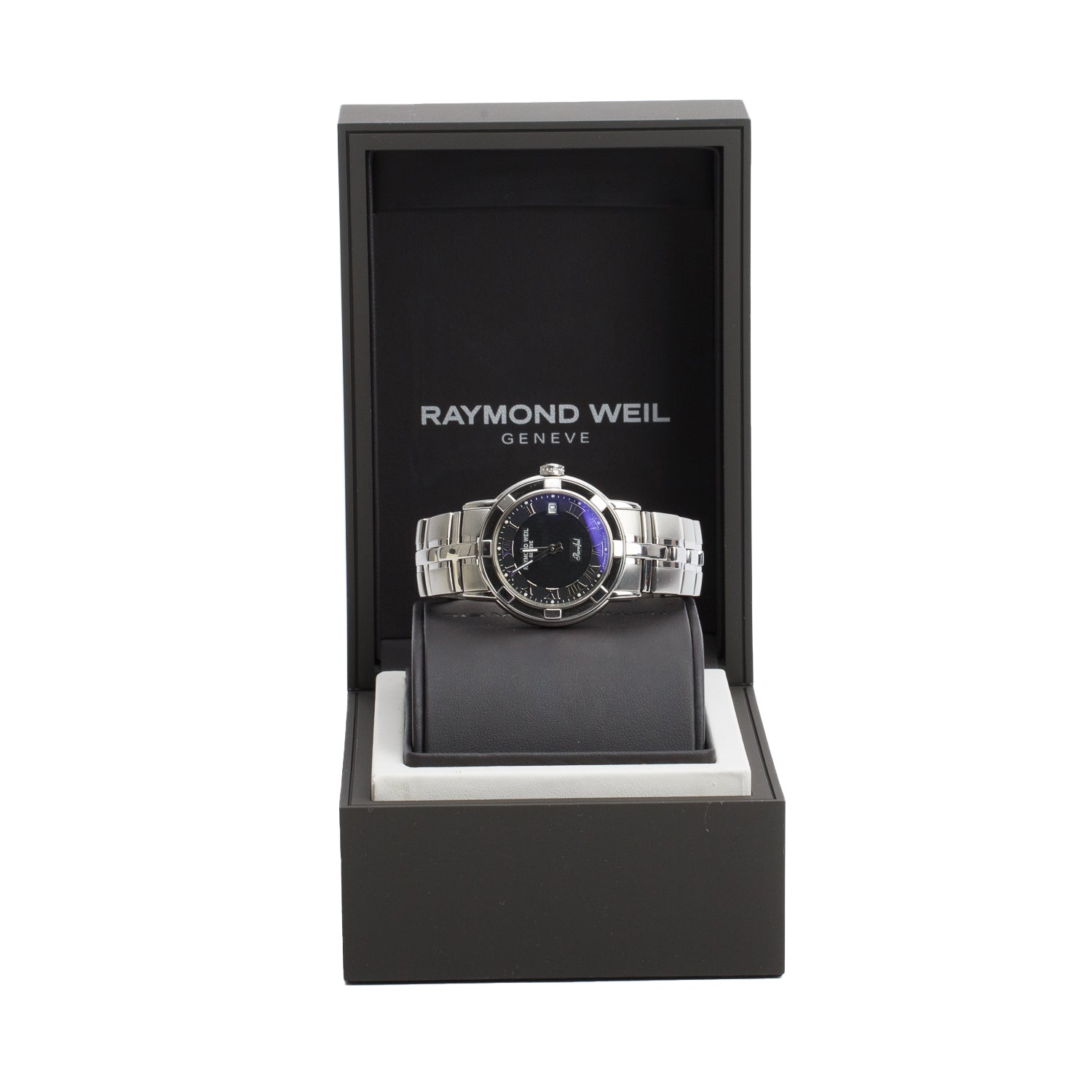 Raymond Weil Stainless Steel Parsifal 38 MM Quartz Watch Black Dial 9541 w/ Box
