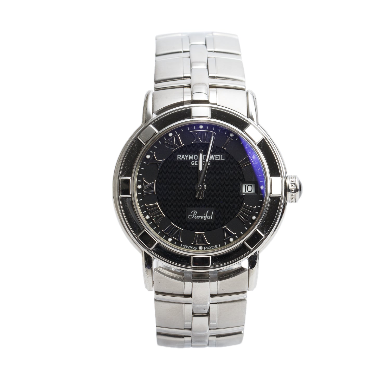 Raymond Weil Stainless Steel Parsifal 38 MM Quartz Watch Black Dial 9541 w/ Box