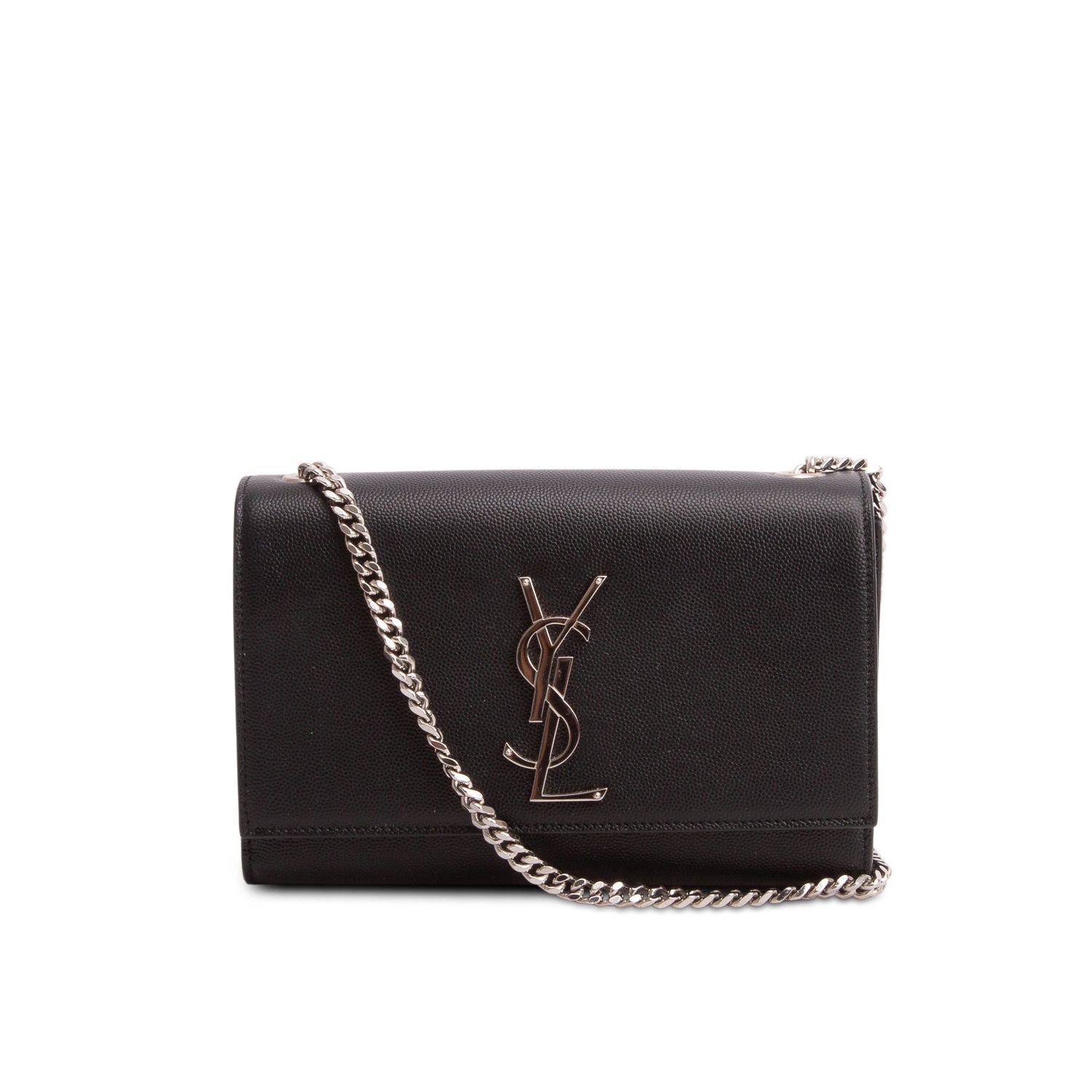 Saint Laurent 2023 Black Grain De Poudre Small Kate Chain Bag w/ Receipt