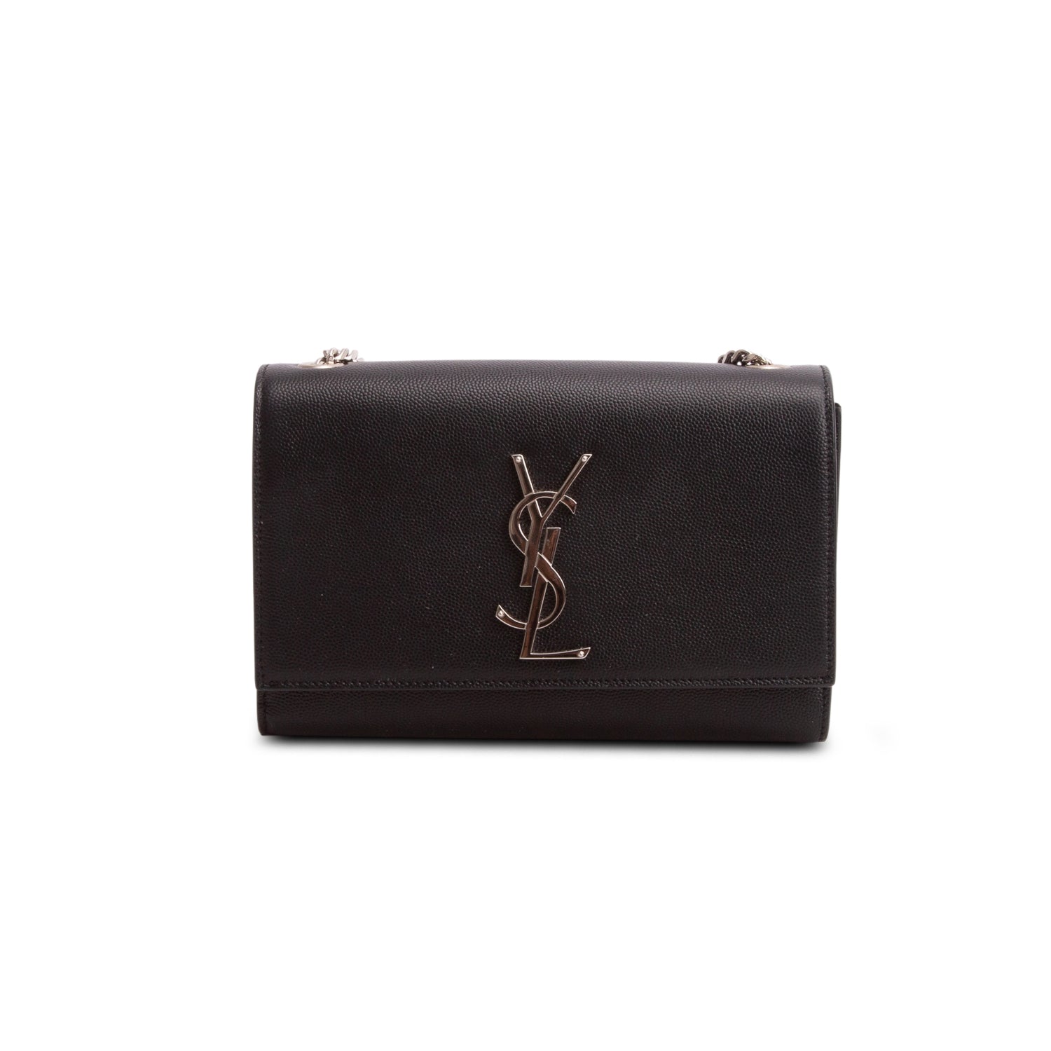 Saint Laurent 2023 Black Grain De Poudre Small Kate Chain Bag w/ Receipt