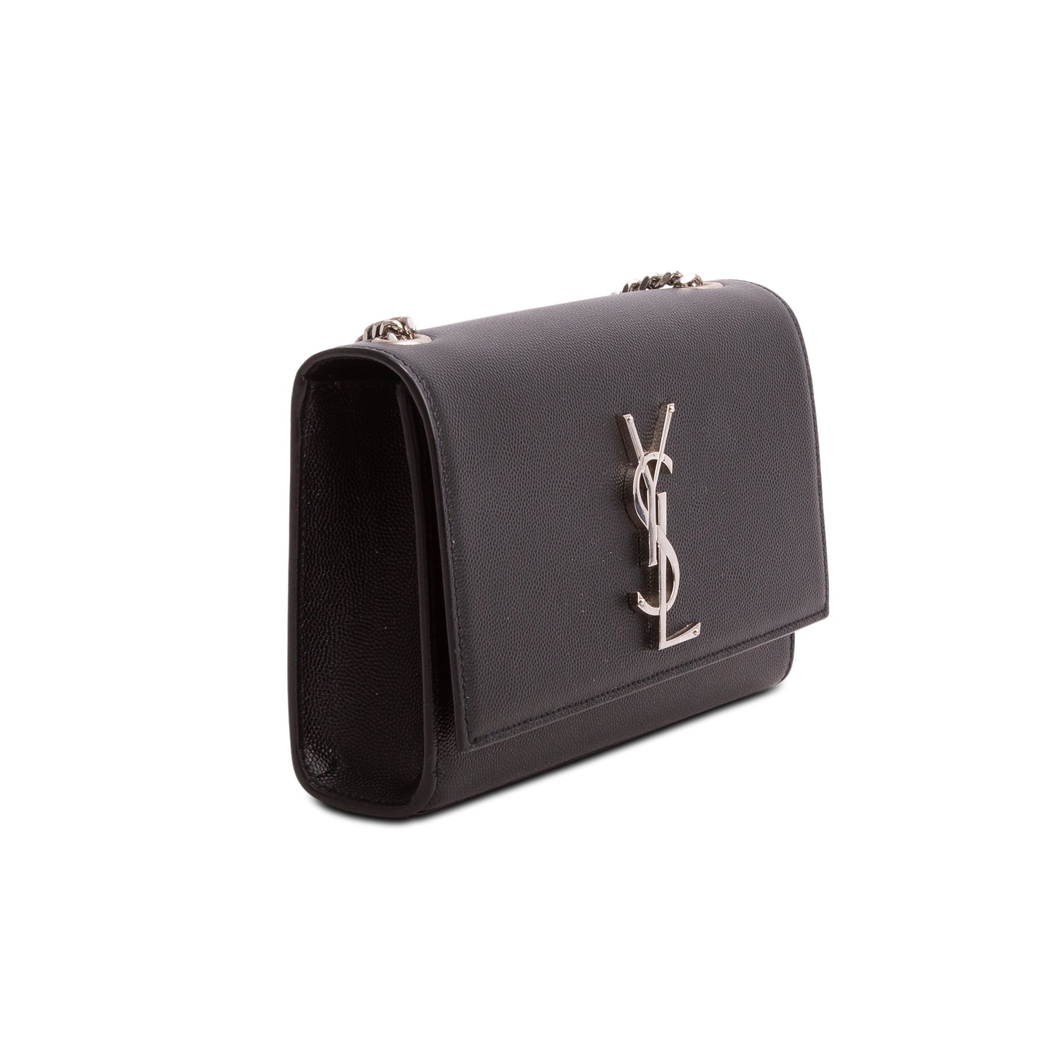 Saint Laurent 2023 Black Grain De Poudre Small Kate Chain Bag w/ Receipt