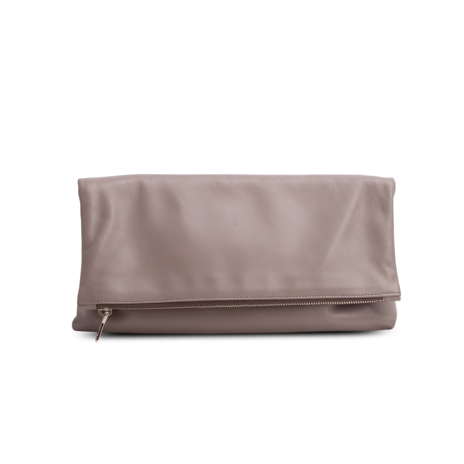 Prada Grey Soft Calf Fold Over Chain Flap Bag