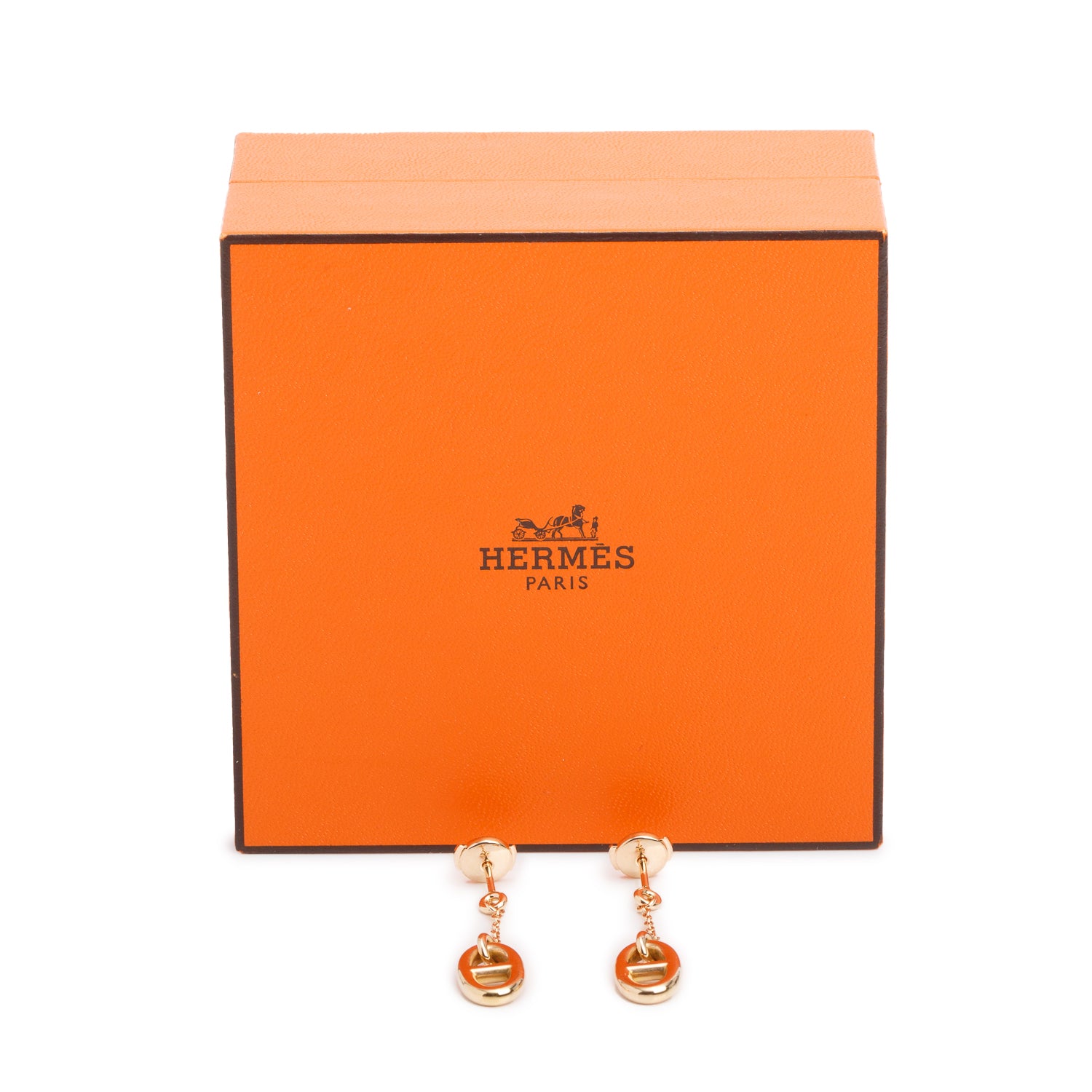 Hermes 18k Rose Gold Farandole Drop Earrings w/ Box
