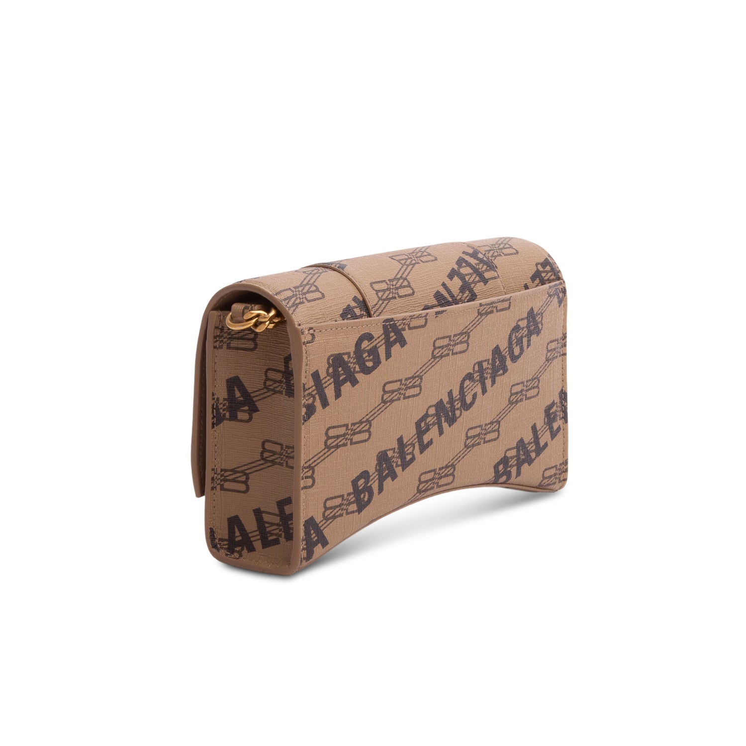 Balenciaga Brown Coated Canvas BB Monogram Hourglass Chain Bag