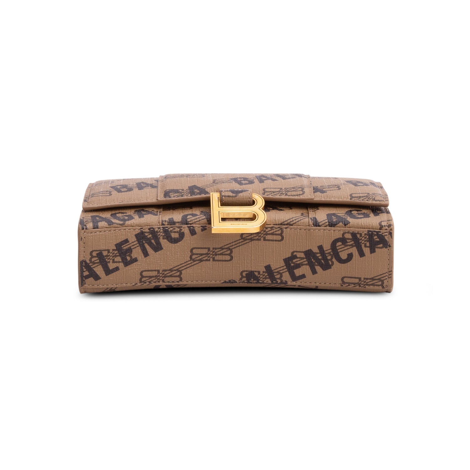 Balenciaga Brown Coated Canvas BB Monogram Hourglass Chain Bag