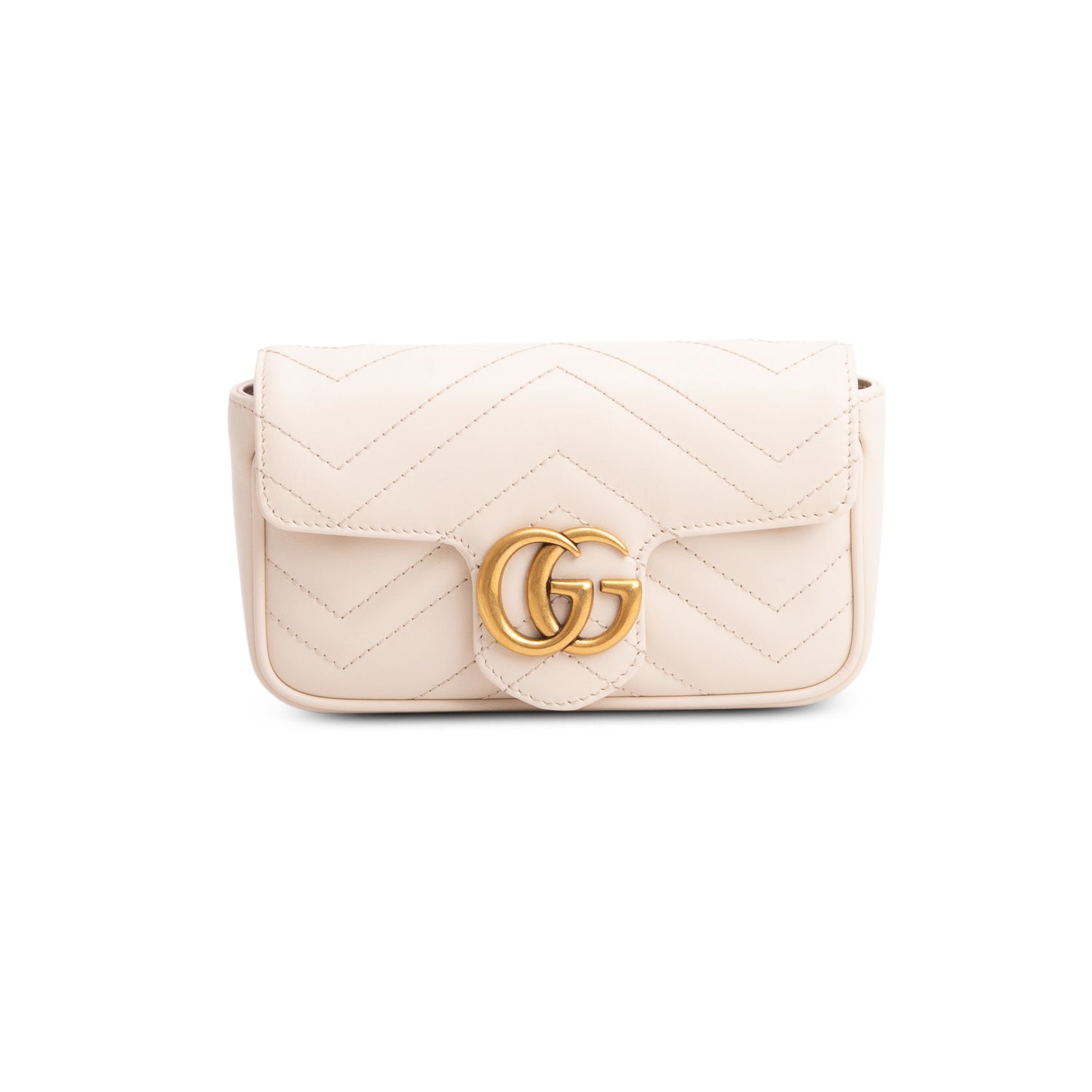 Gucci Cream GG Marmont Matelasse Leather Super Mini Bag