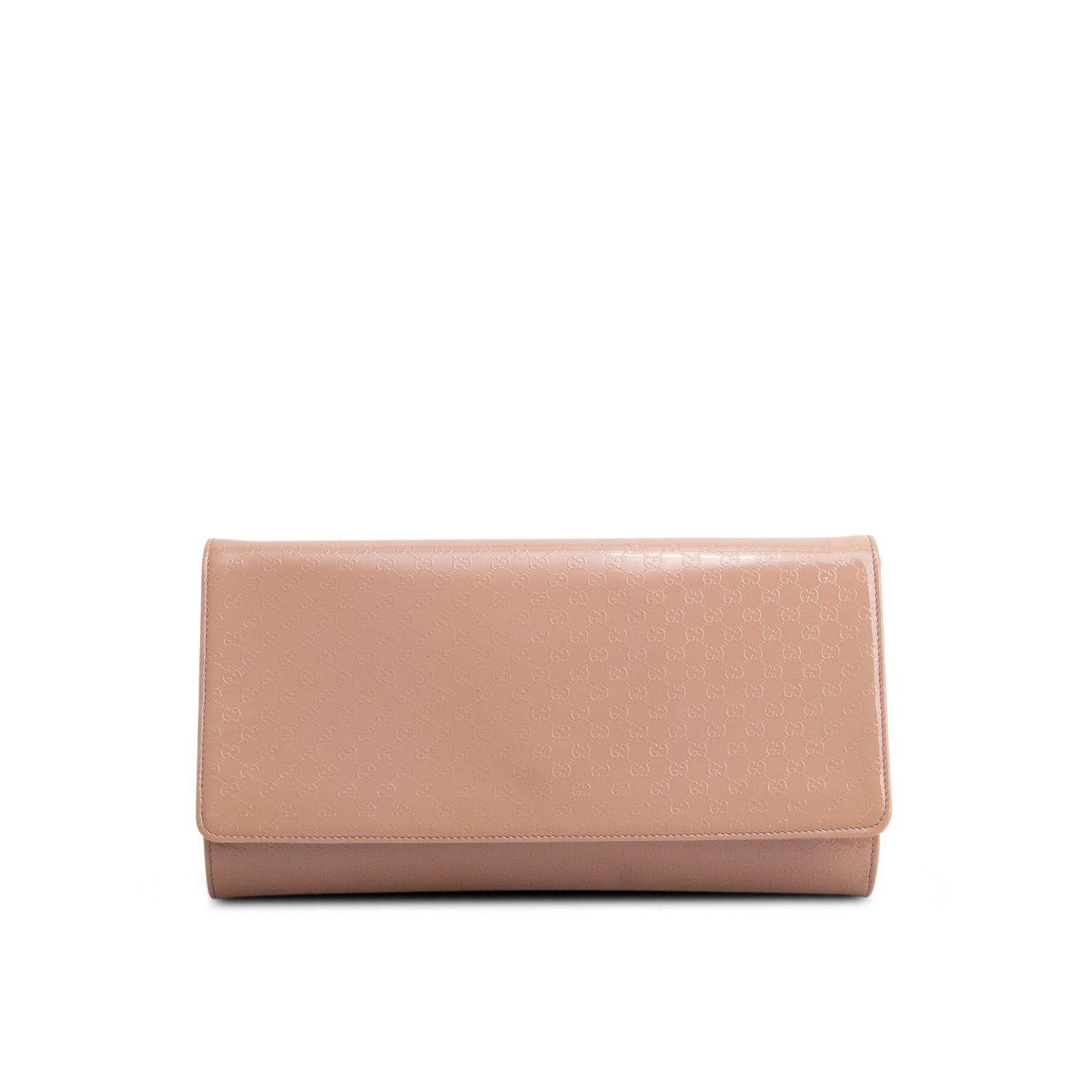 Gucci Pink Patent Leather Signature Small Broadway Clutch