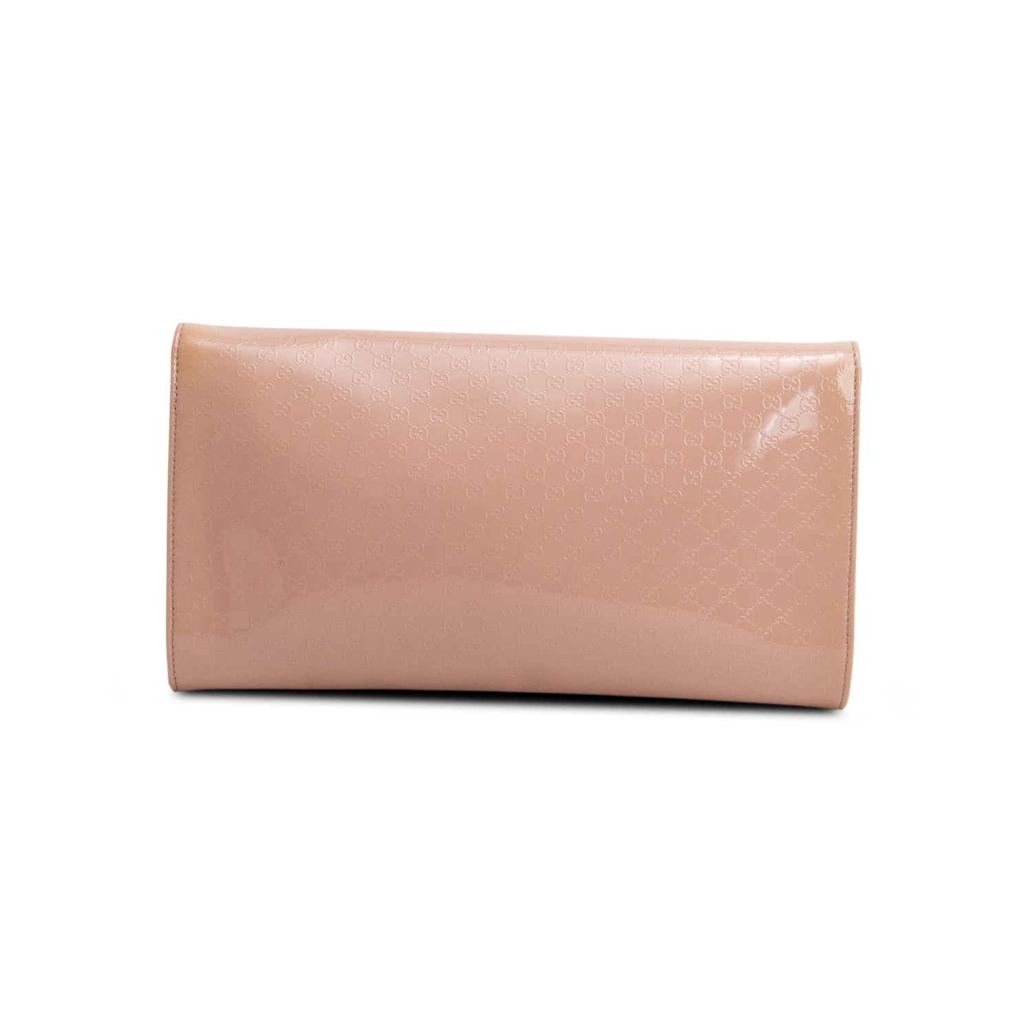 Gucci Pink Patent Leather Signature Small Broadway Clutch