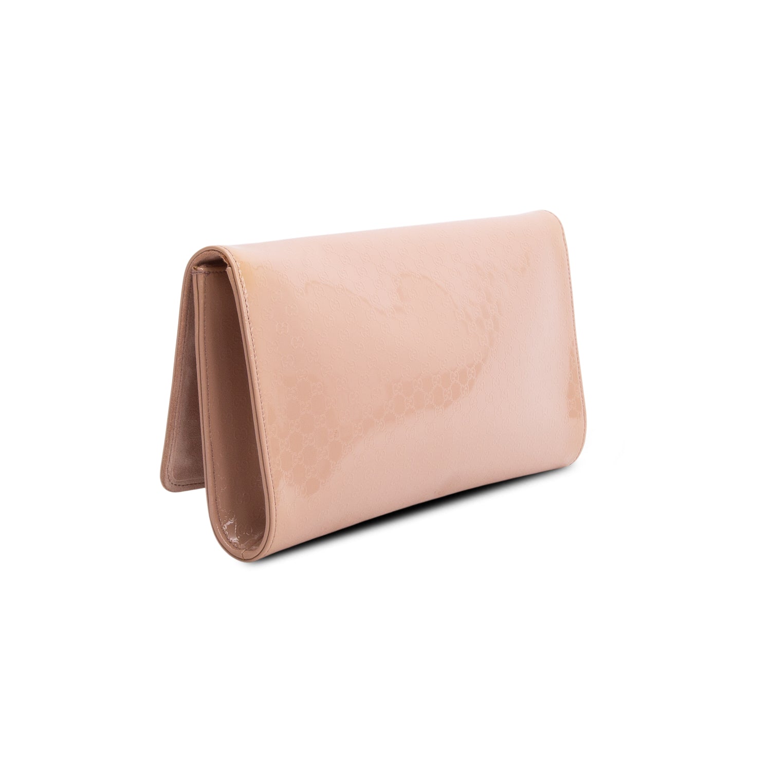 Gucci Pink Patent Leather Signature Small Broadway Clutch