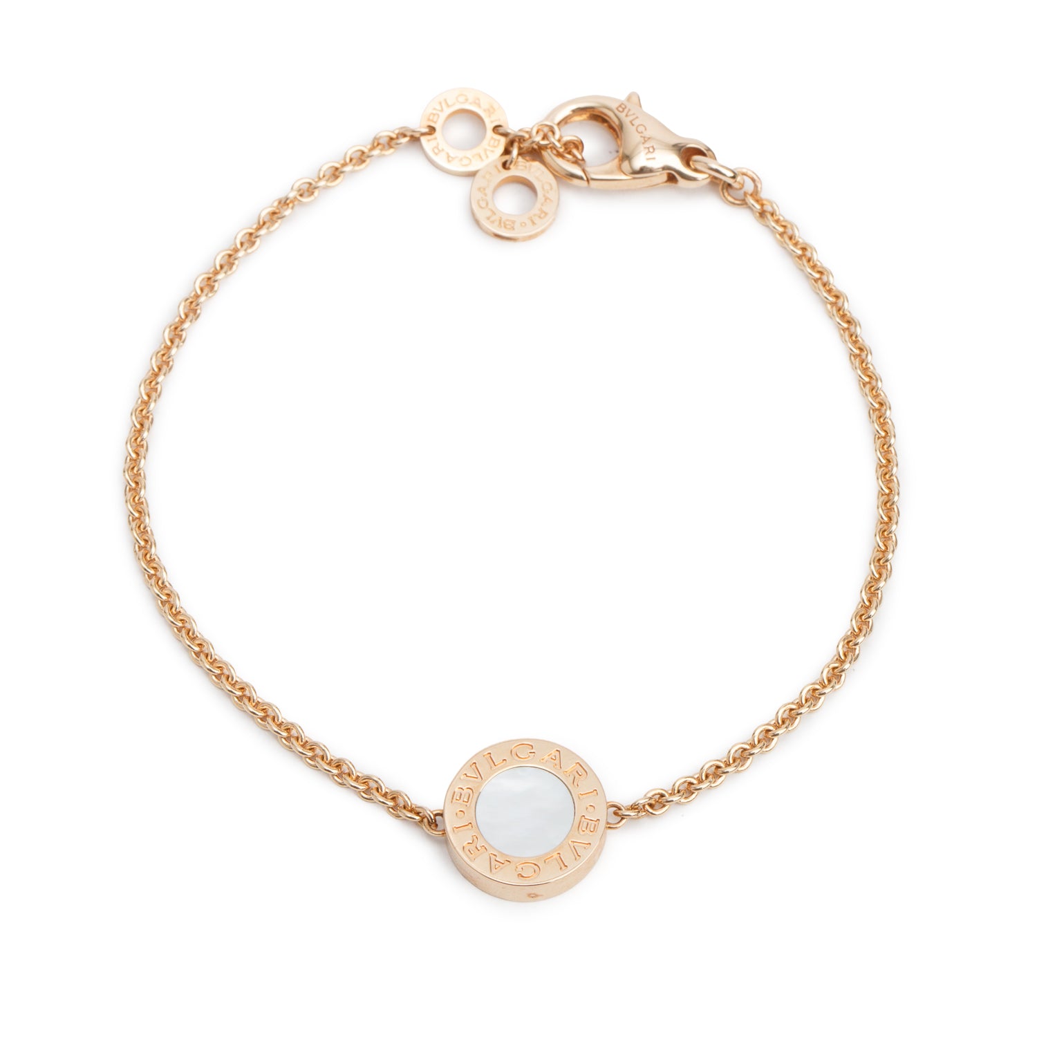 BVLGARI Bvlgari 2020 18k Rose Gold Carnelian & Mother Of Pearl Bracelet w/ Box & Certificate