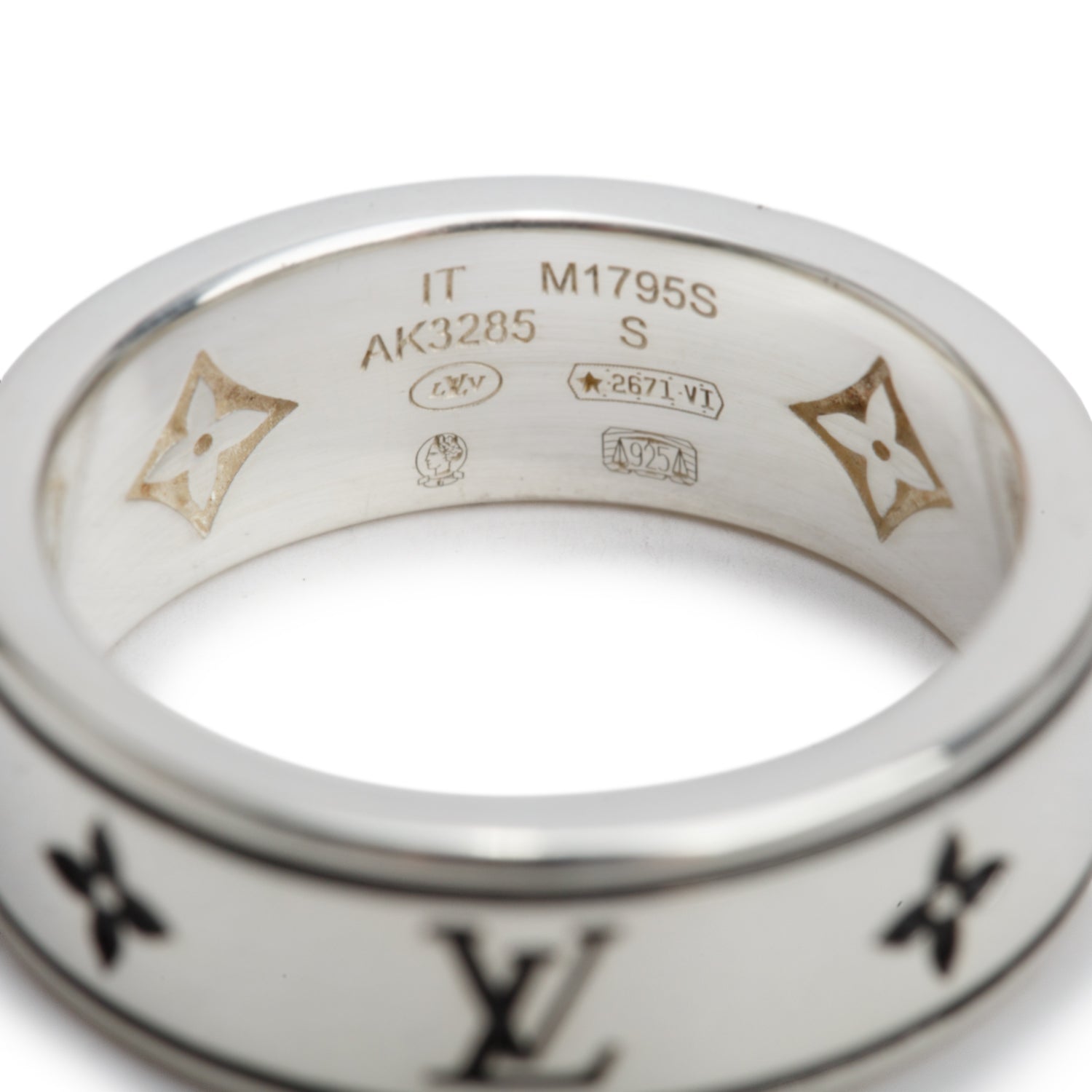 Louis Vuitton 2026 Sterling Silver LV Spike Band Ring, Size S 8 w/ Box & Receipt
