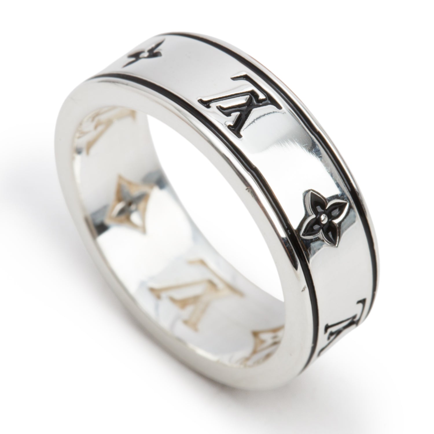 Louis Vuitton 2026 Sterling Silver LV Spike Band Ring, Size S 8 w/ Box & Receipt