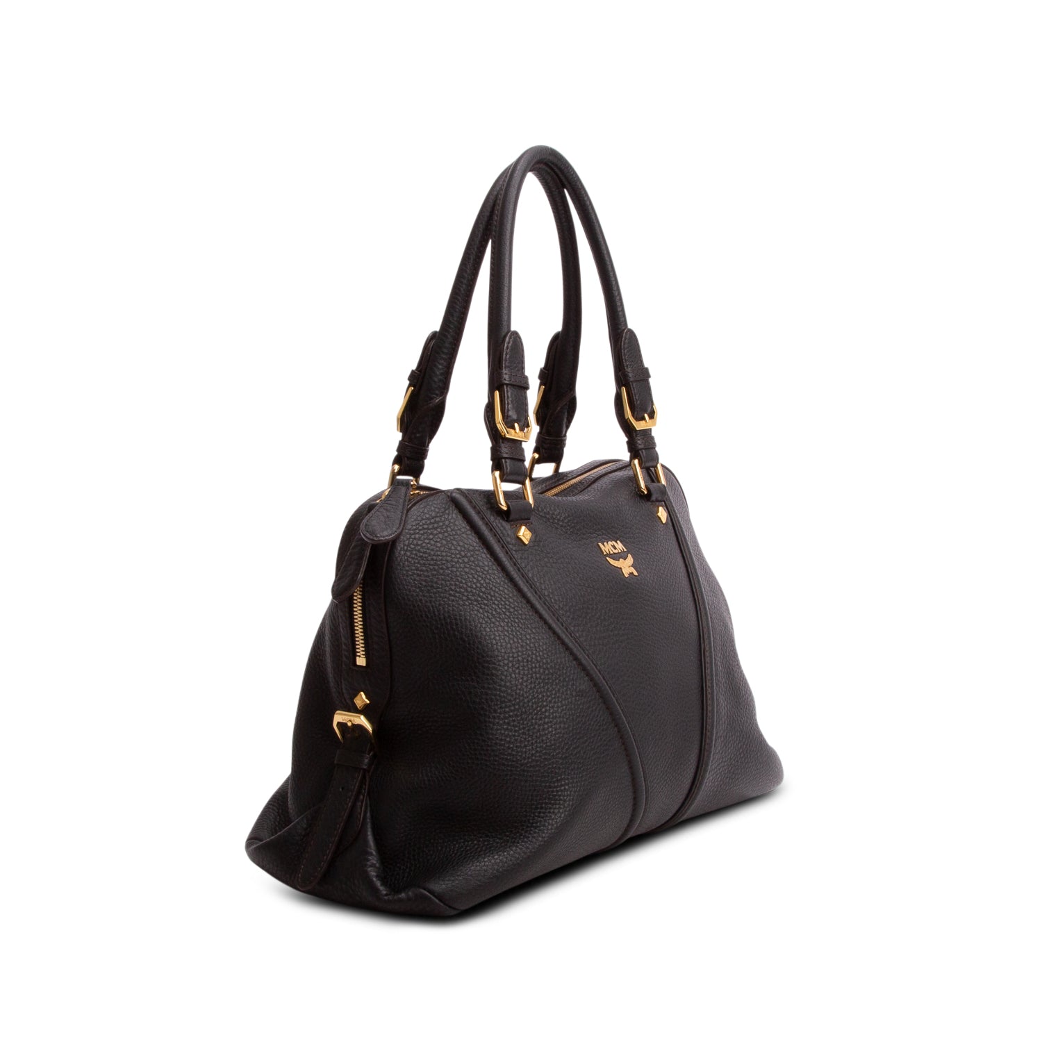 MCM Black Grained Leather Milla Satchel