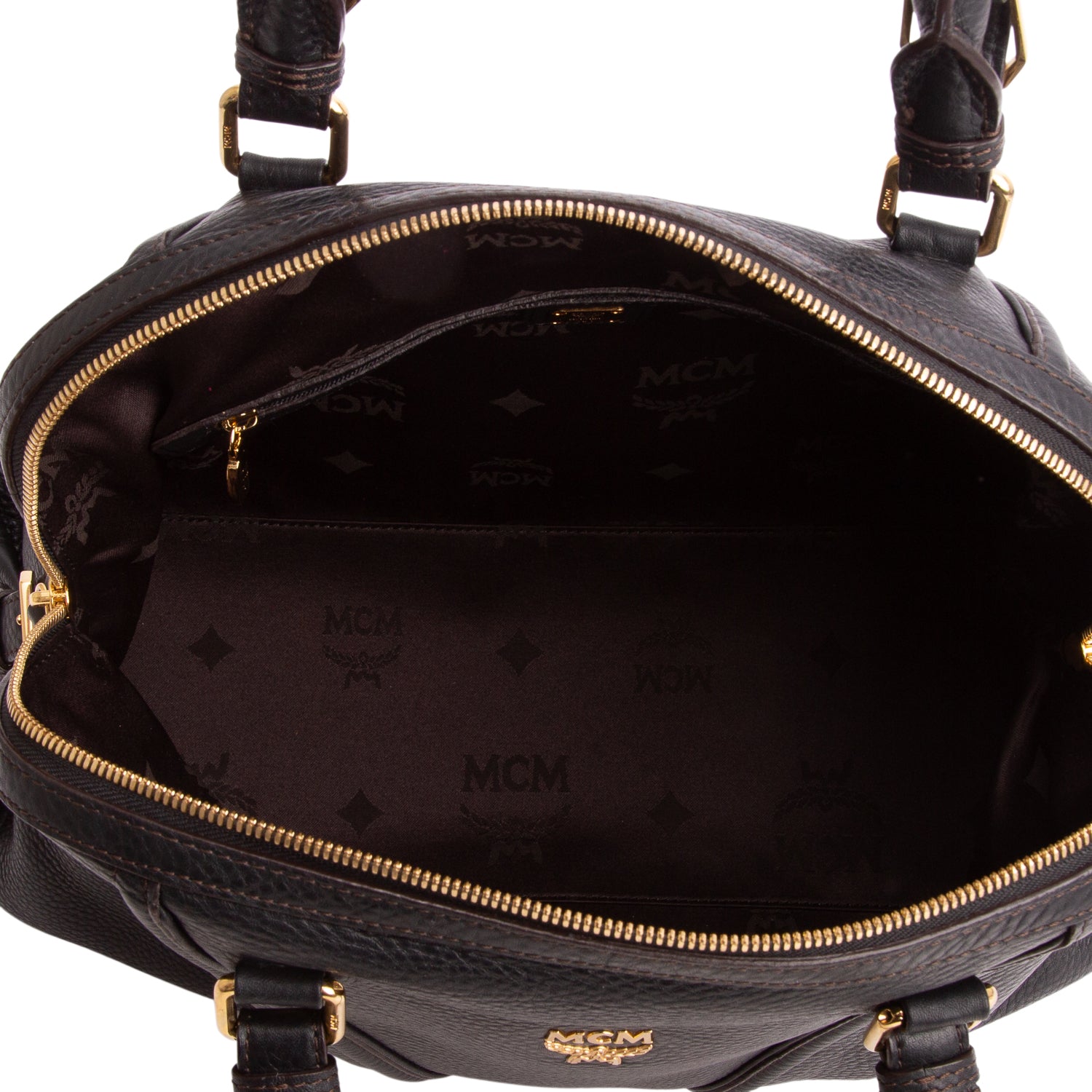 MCM Black Grained Leather Milla Satchel