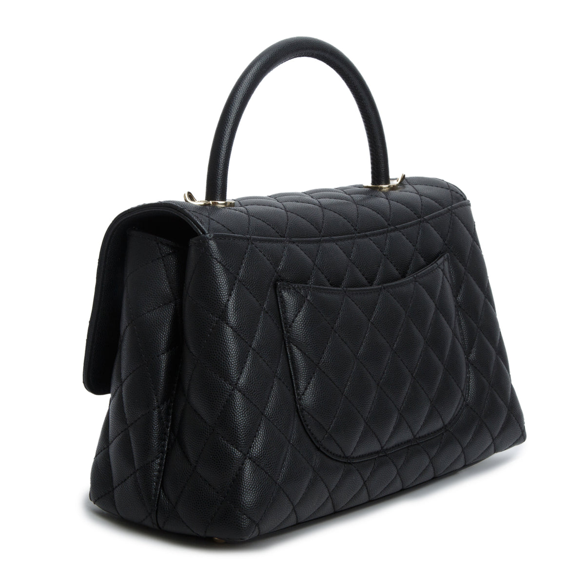 Chanel Black Caviar Quilted Small Coco Handle Flap