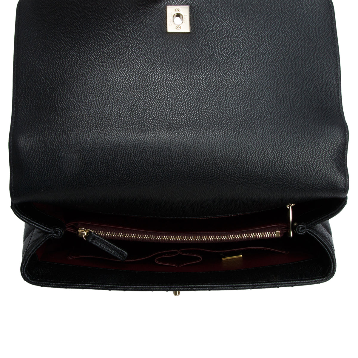 Chanel Black Caviar Quilted Small Coco Handle Flap