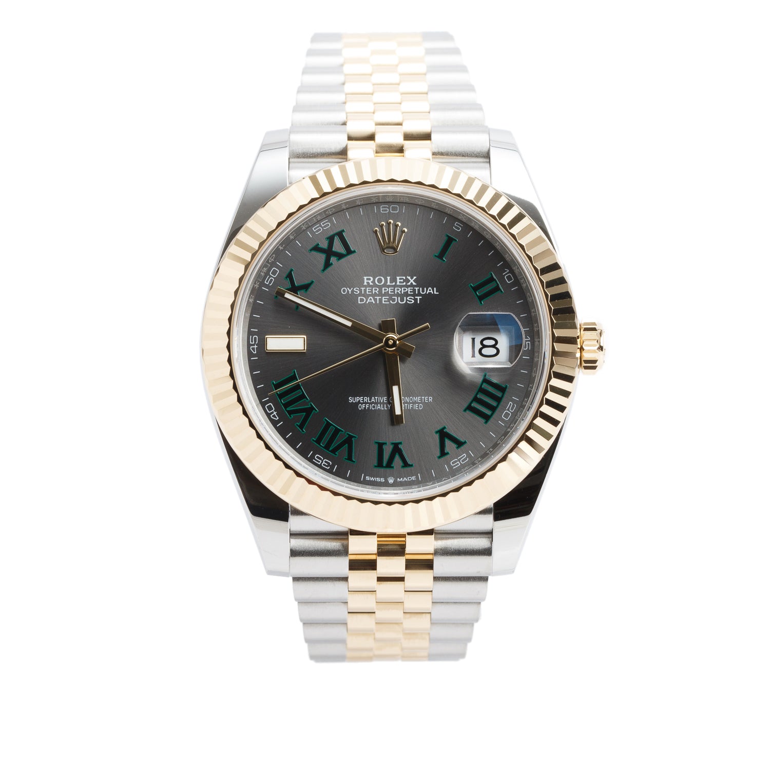 Rolex 2025 Stainless Steel & 18k Yellow Gold Datejust 41 MM Automatic Watch Wimbledon Dial 126333 w/ Box & Papers