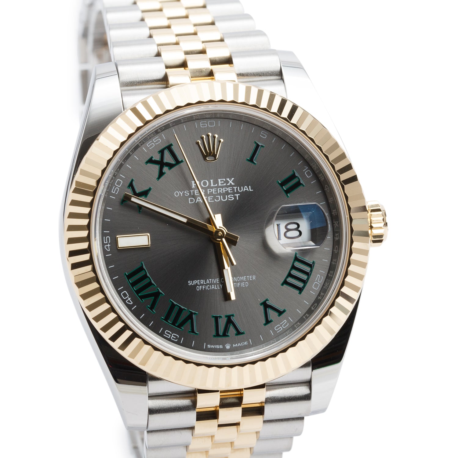 Rolex 2025 Stainless Steel & 18k Yellow Gold Datejust 41 MM Automatic Watch Wimbledon Dial 126333 w/ Box & Papers