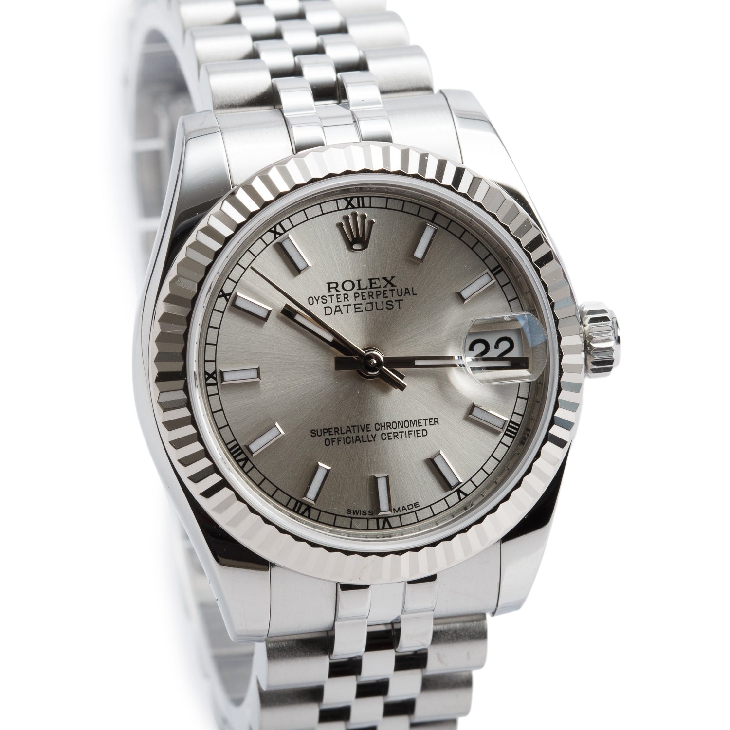 Rolex Stainless Steel Datejust 31 MM Automatic Watch Silver Dial 178274