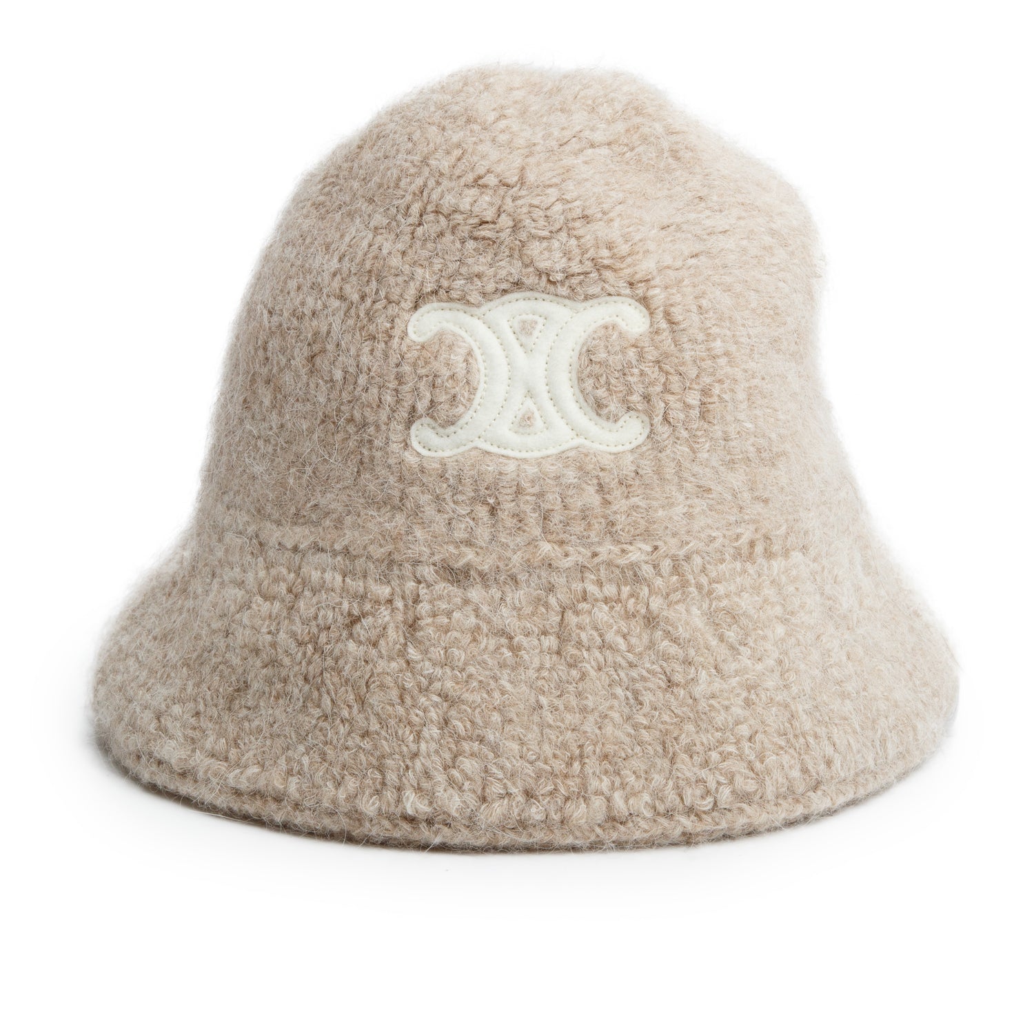 Celine Beige Alpaca/Wool Triomphe Cloche Bucket Hat
