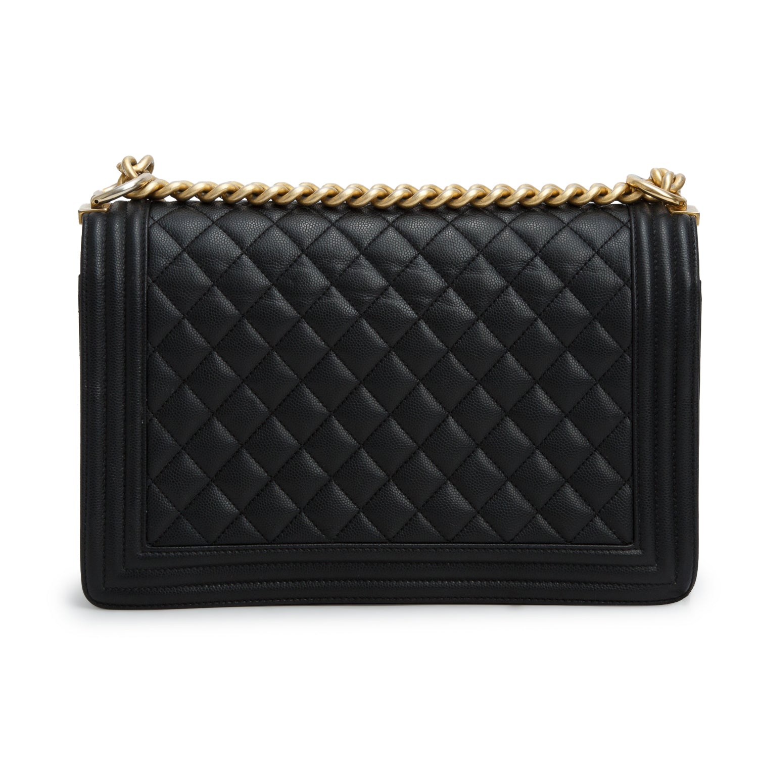 Chanel Black Caviar Quilted Large Boy Flap w/ Box