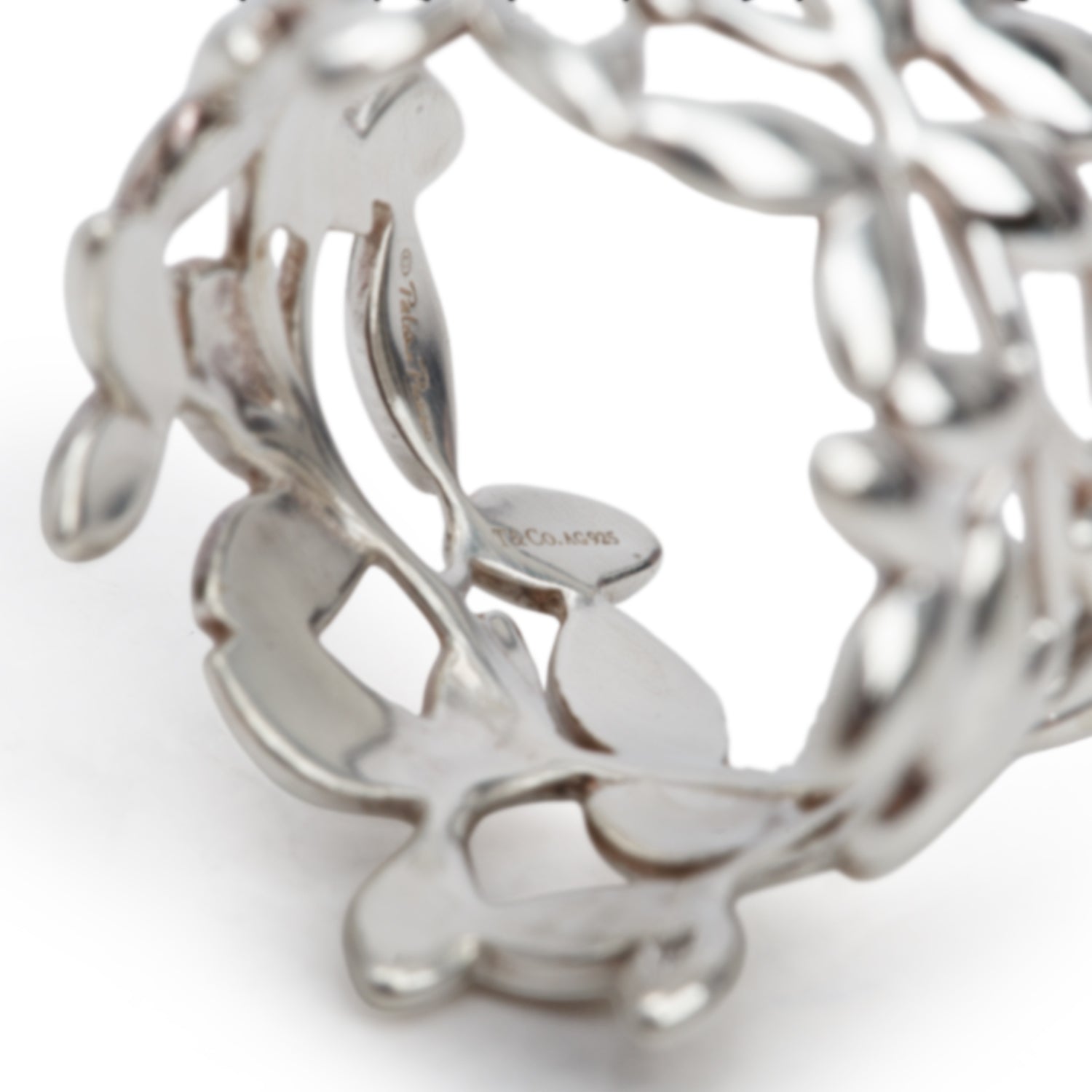 Tiffany & Co. Paloma Picasso Sterling Silver Olive Leaf Wide Ring, Size 7.25