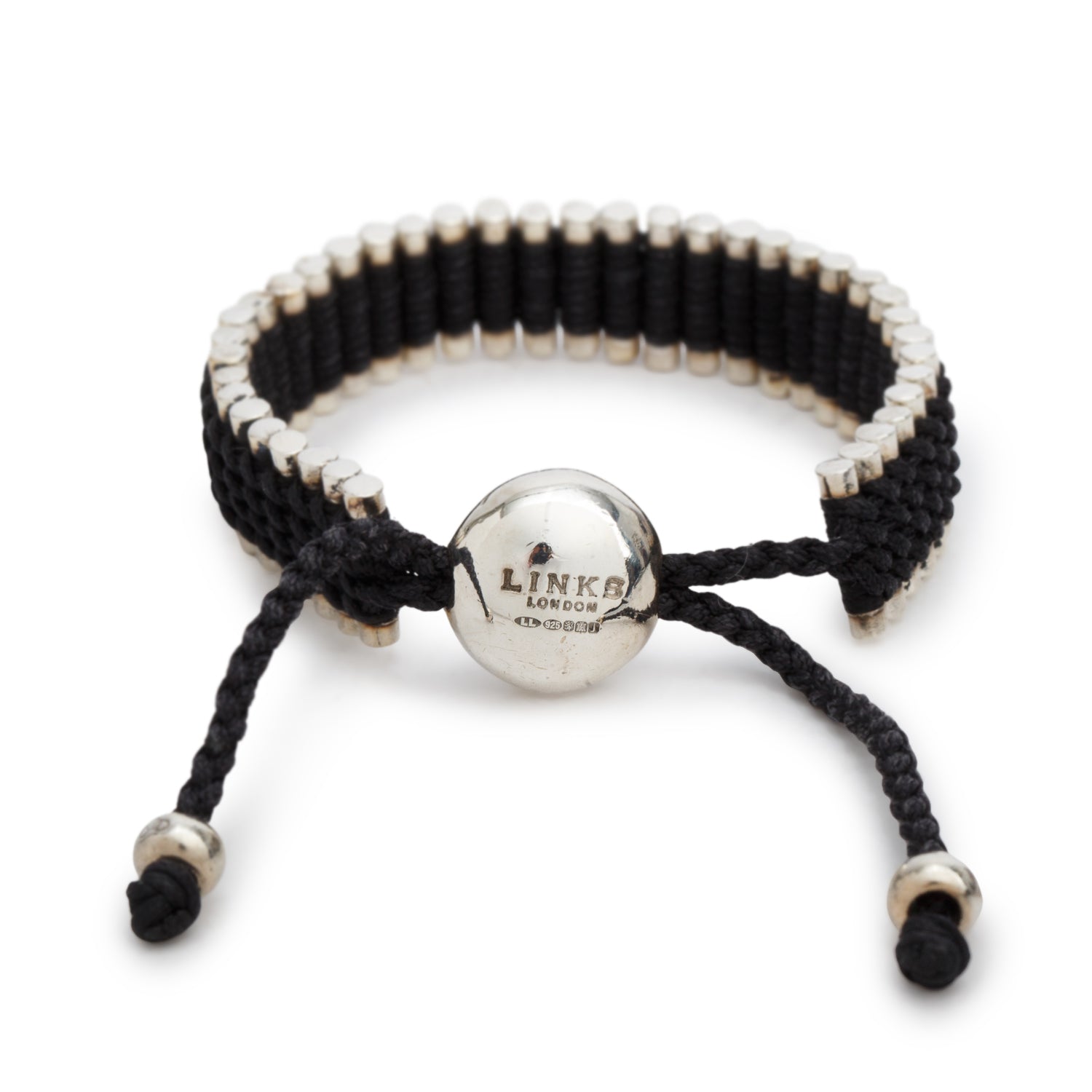 Links of London Sterling Silver Black Cord Friendship Bracelet